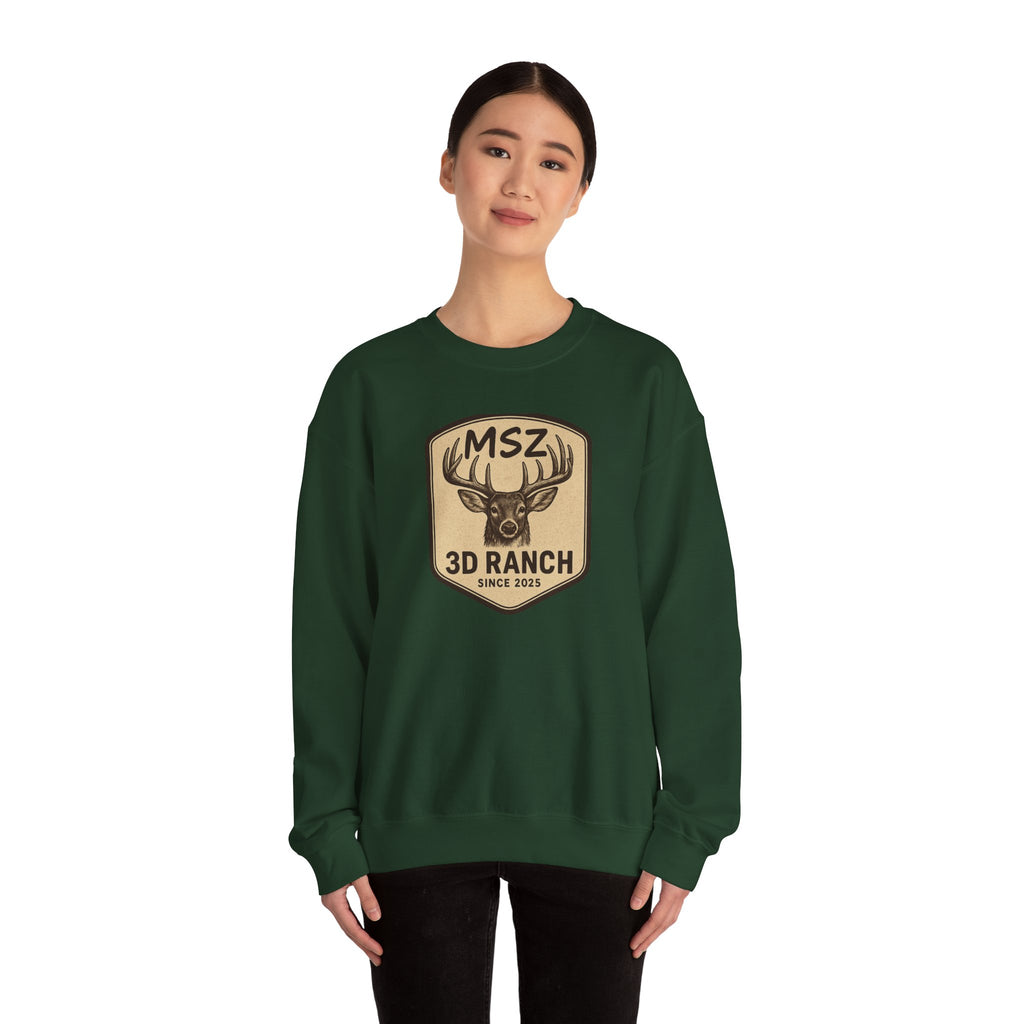 MSZ Ranch Crewneck Sweatshirt — Retro Deer Patch Back