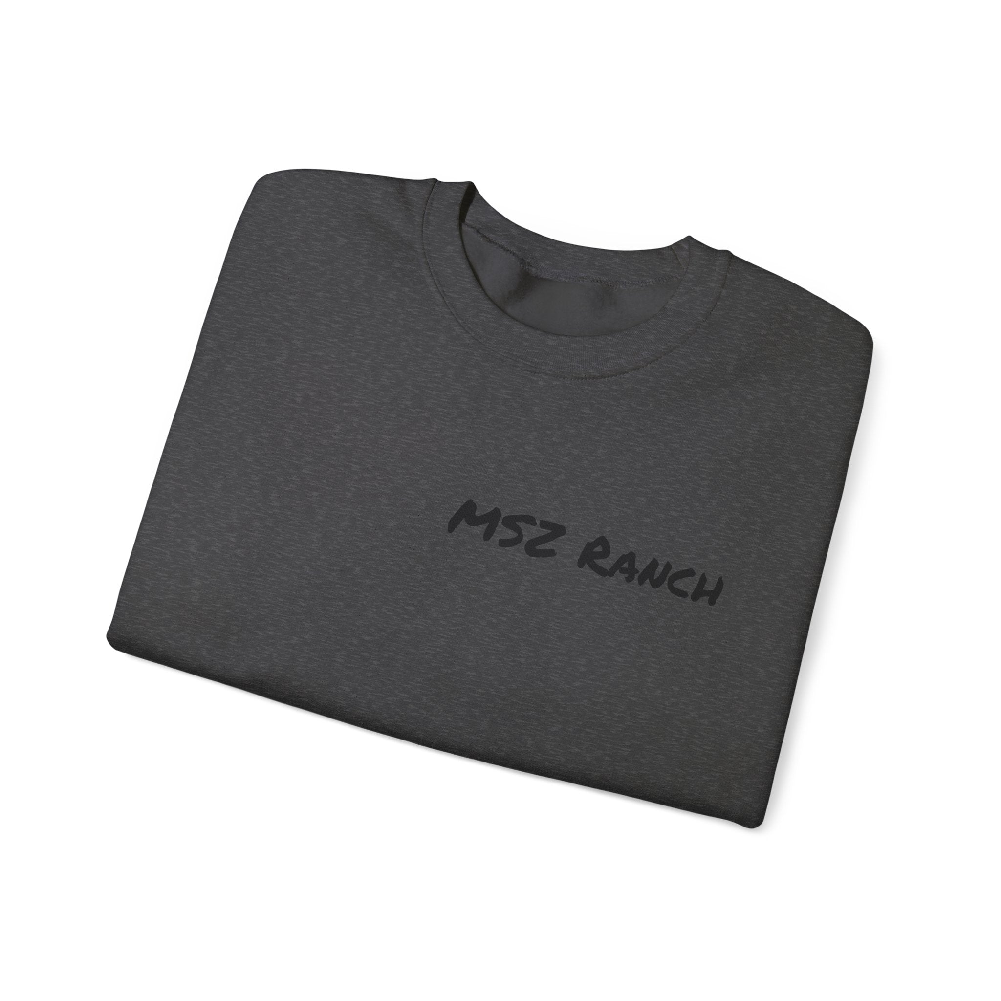 MSZ Ranch Crewneck Sweatshirt — Retro Deer Patch Back, Script Front