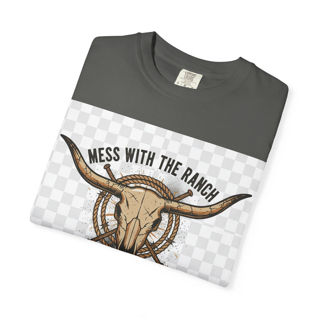 Ranch Skull T-Shirt — "Mess With The Ranch, You Get The Horns" Western Tee