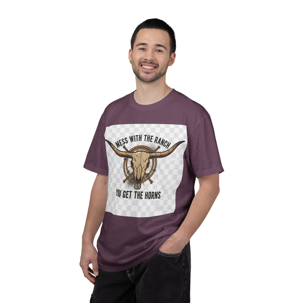 Ranch Skull T-Shirt — "Mess With The Ranch, You Get The Horns" Western Tee
