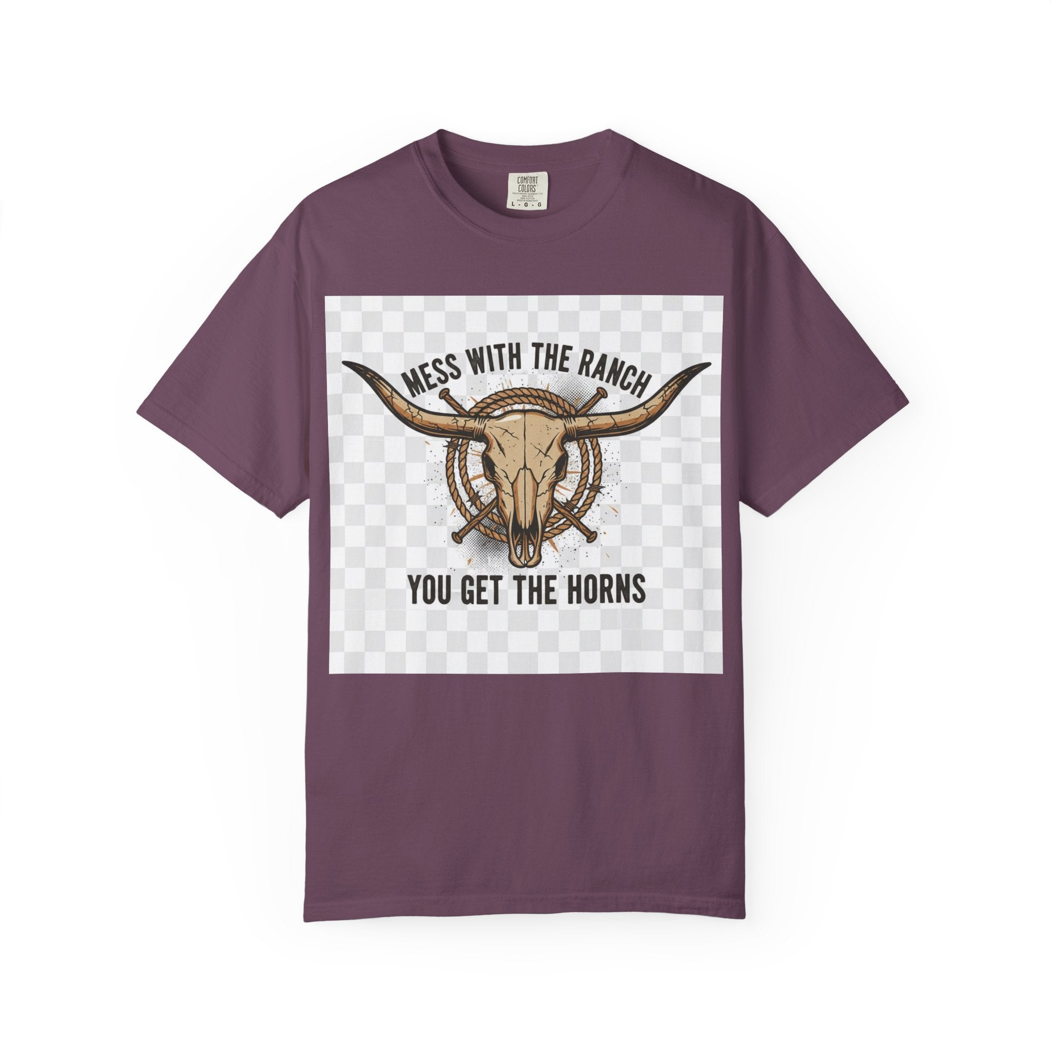 Ranch Skull T-Shirt — "Mess With The Ranch, You Get The Horns" Western Tee