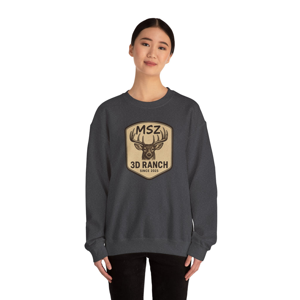 MSZ Ranch Crewneck Sweatshirt — Retro Deer Patch Back