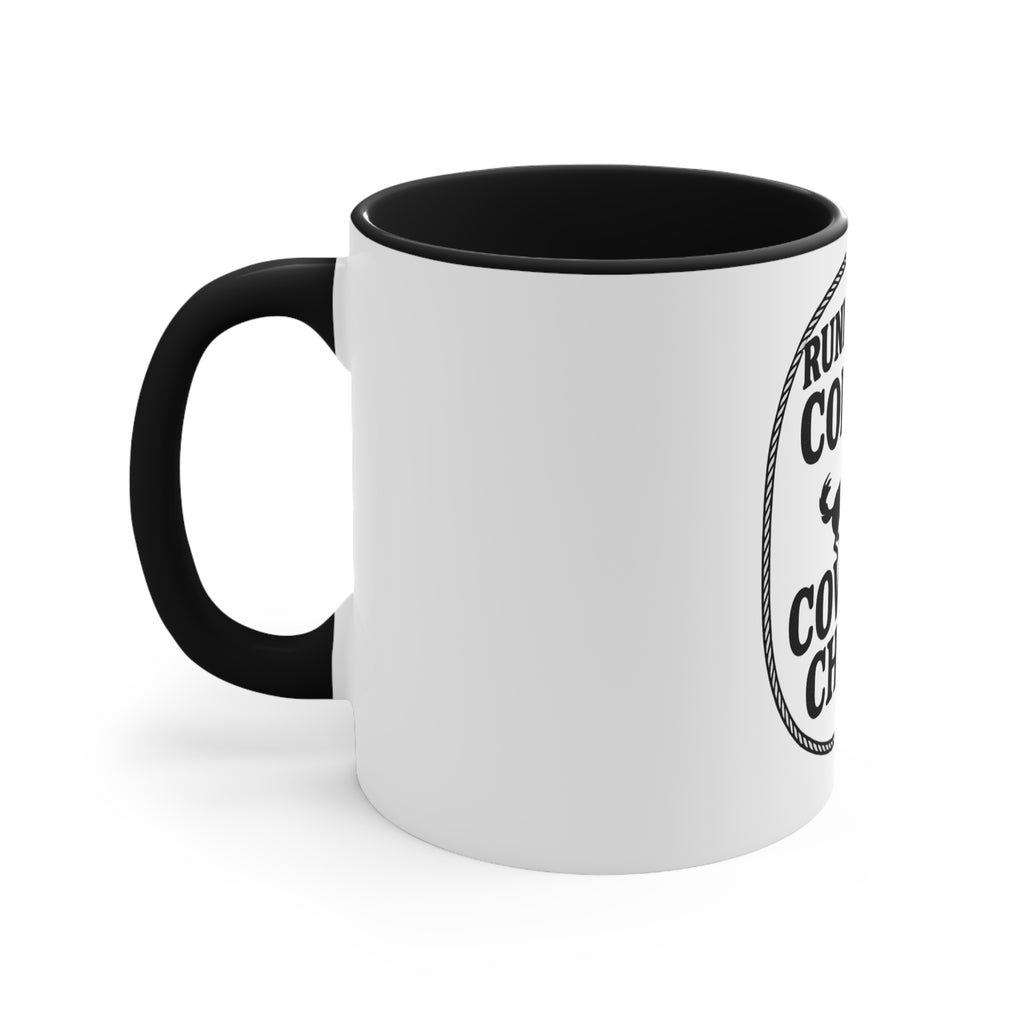 Running on Coffee & Cowboy Chaos Accent Mug — Funny Western Coffee Cup