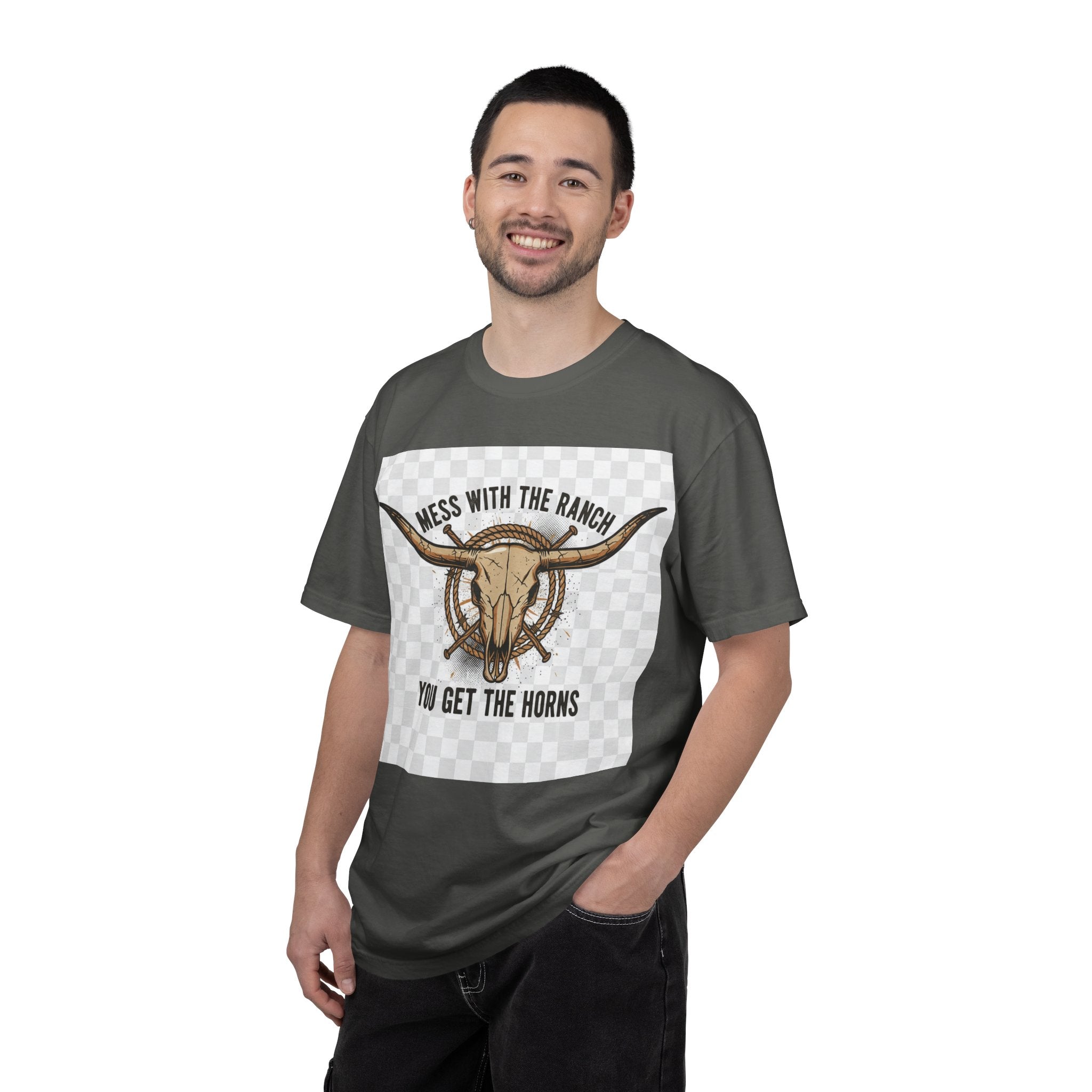Ranch Skull T-Shirt — "Mess With The Ranch, You Get The Horns" Western Tee
