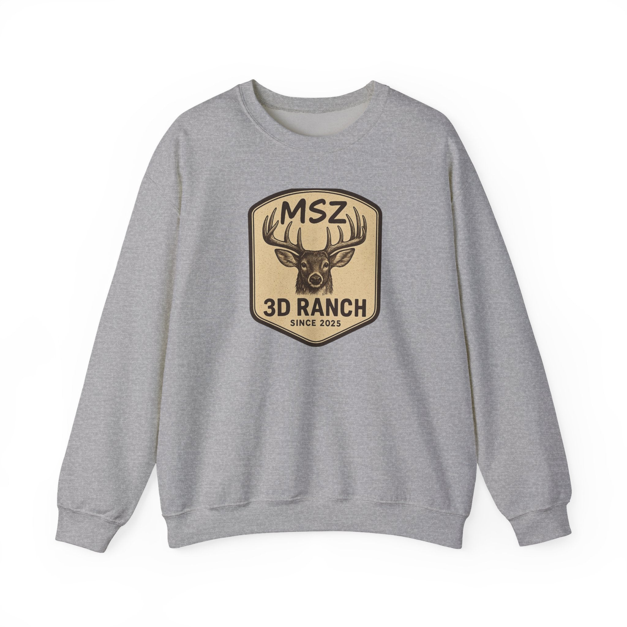 MSZ Ranch Crewneck Sweatshirt — Retro Deer Patch Back