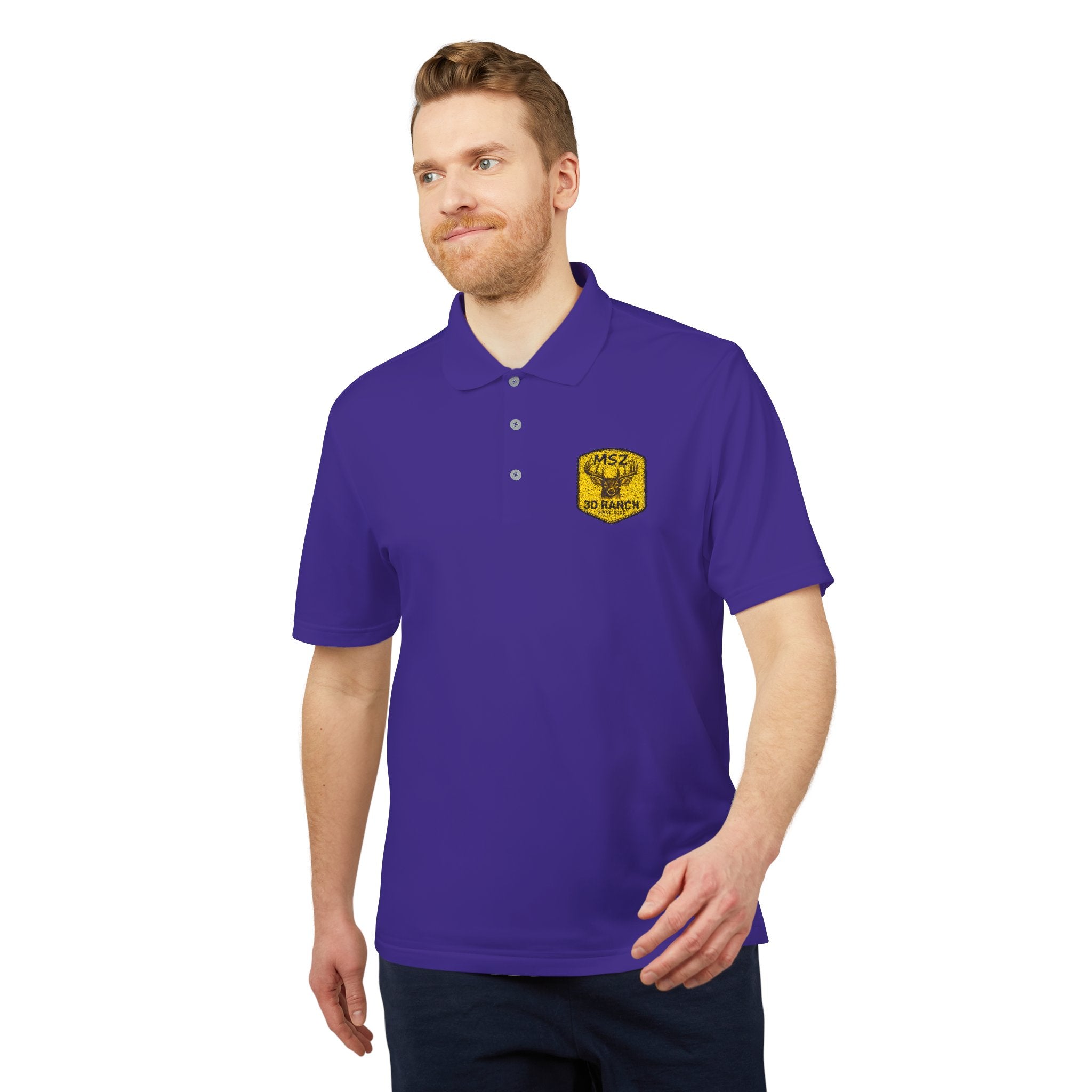 Performance Polo — Gold Shield Patch Polo Shirt