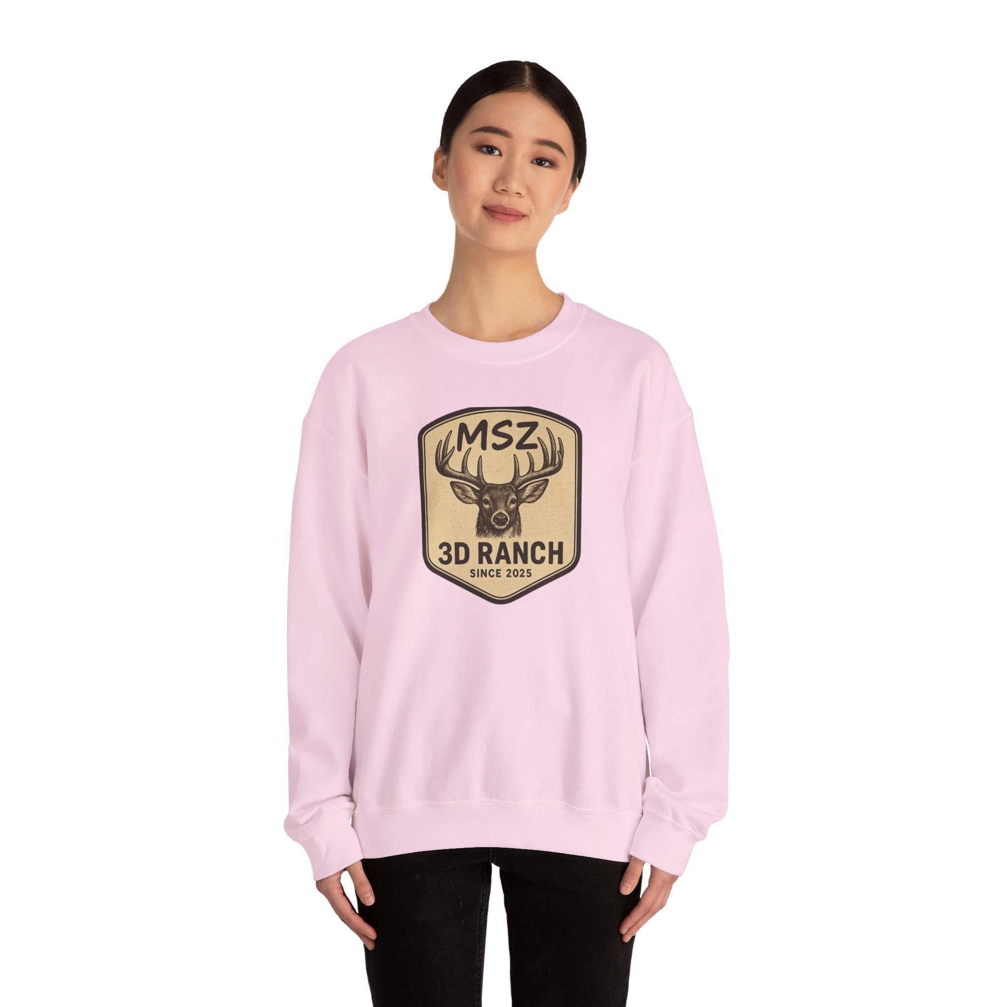 MSZ Ranch Crewneck Sweatshirt — Retro Deer Patch Back