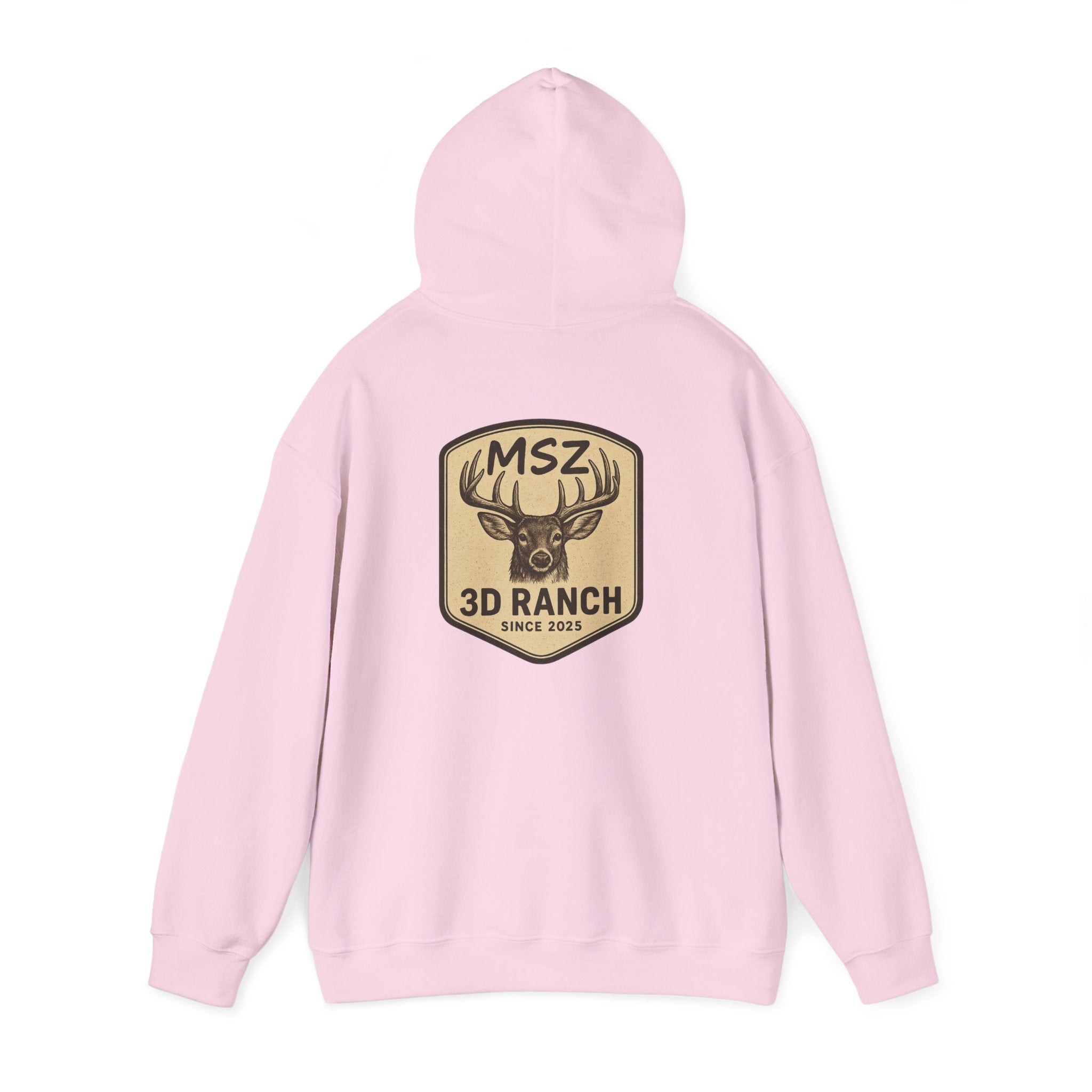 MSZ Ranch Buck Logo Hoodie — Rustic Deer Patch Pullover