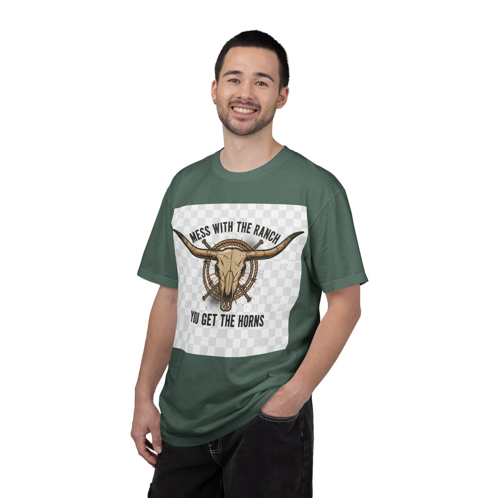 Ranch Skull T-Shirt — "Mess With The Ranch, You Get The Horns" Western Tee