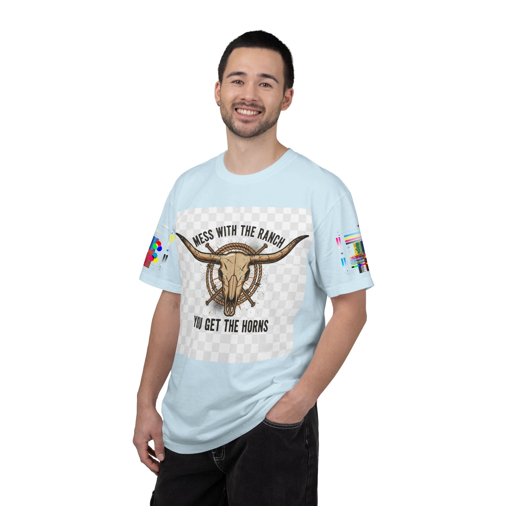Ranch Skull T-Shirt — "Mess With The Ranch, You Get The Horns" Western Tee