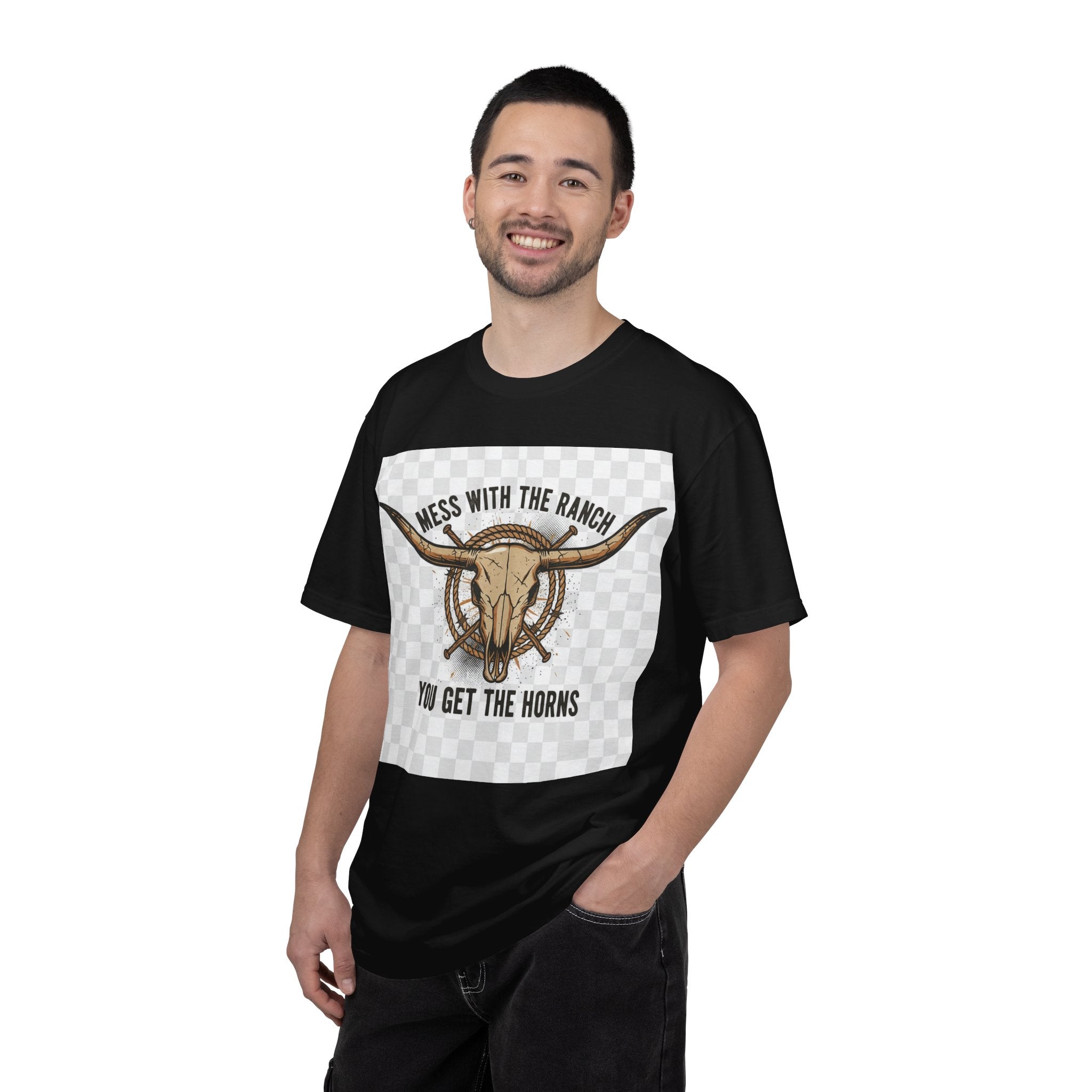 Ranch Skull T-Shirt — "Mess With The Ranch, You Get The Horns" Western Tee