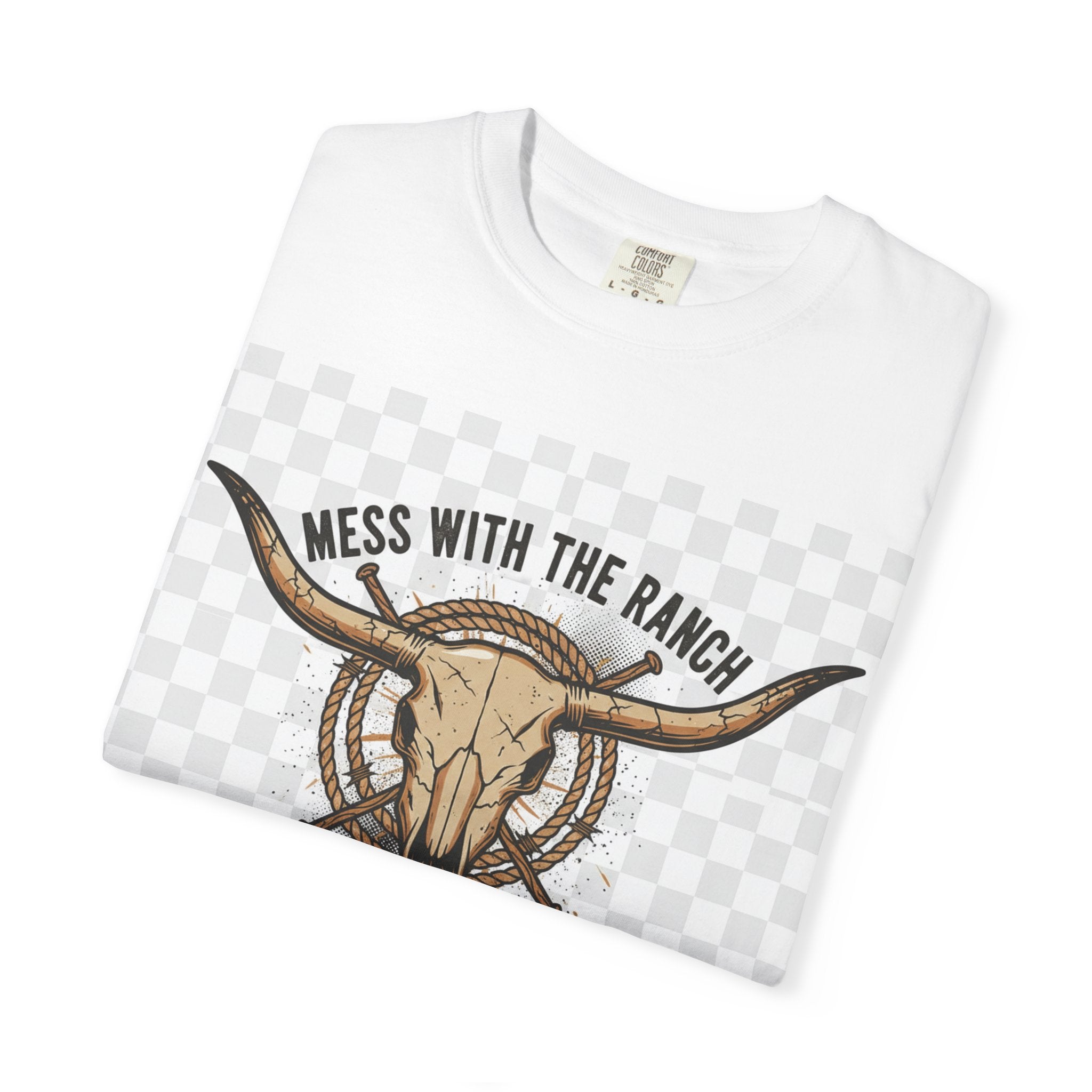 Ranch Skull T-Shirt — "Mess With The Ranch, You Get The Horns" Western Tee