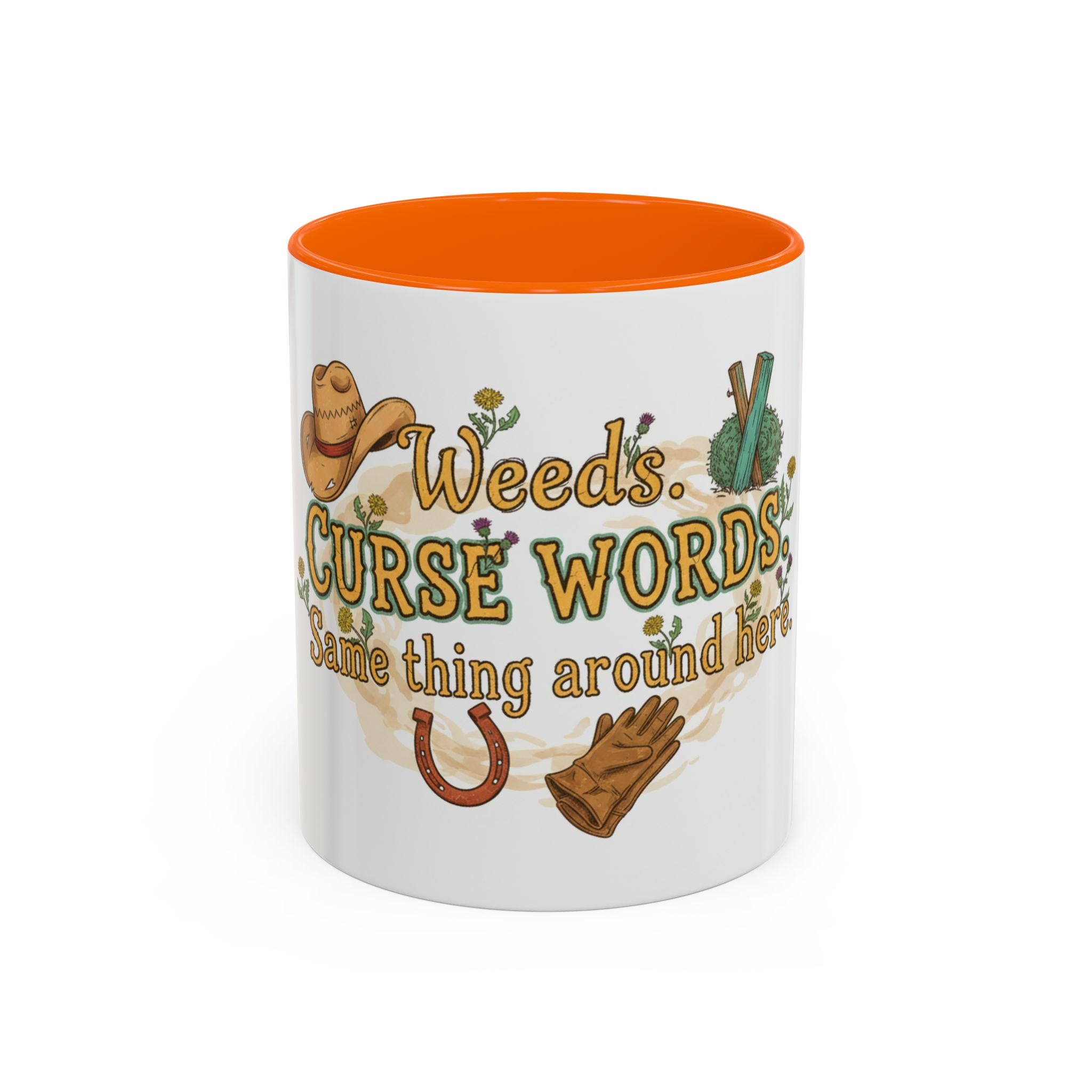 Weeds, Curse Words & Gardening Coffee Mug — Funny Gardener Accent Mug (11/15oz)