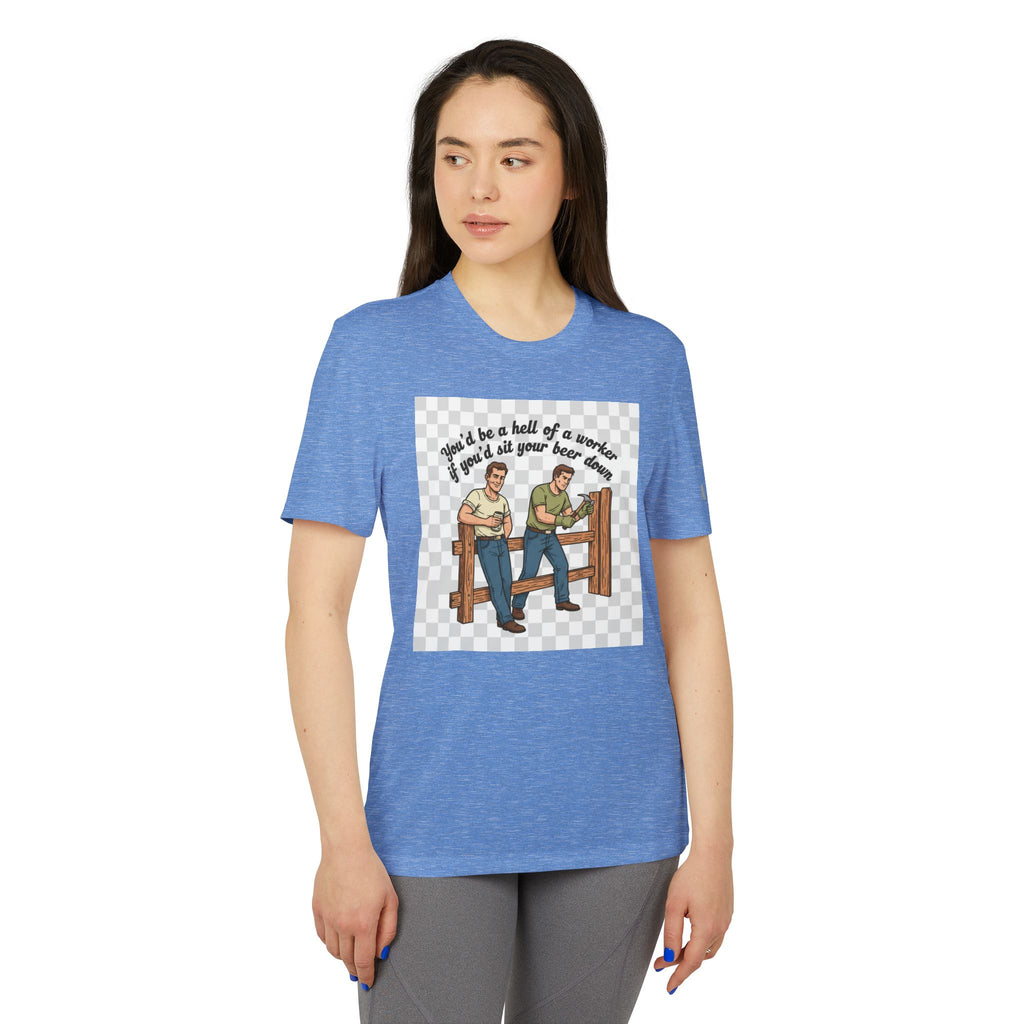 Sit your beer down Graphic T-Shirt — "I'll Be a Hell of a Worker" Vintage Farm Vibe