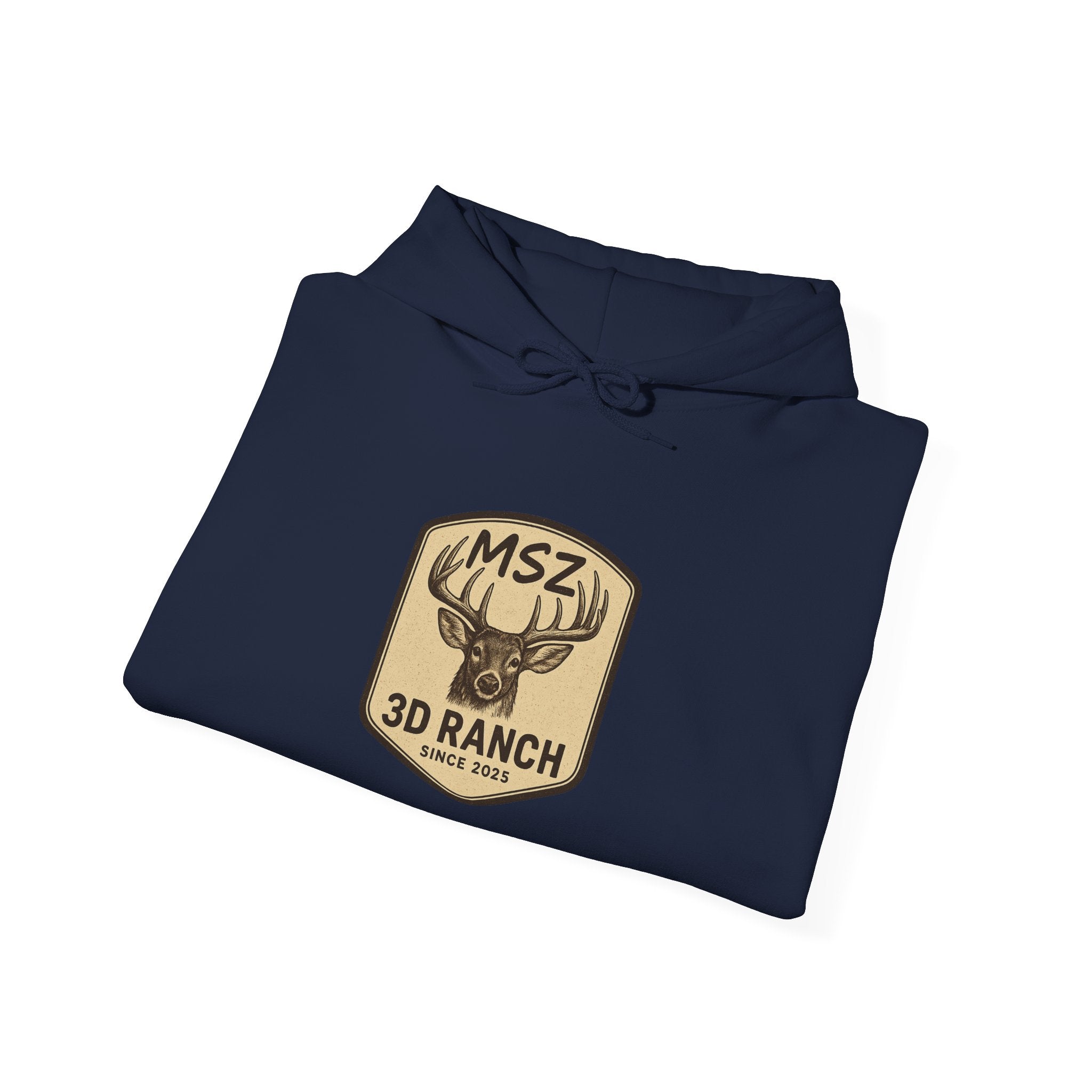 MSZ Ranch Buck Logo Hoodie — Rustic Deer Patch Pullover