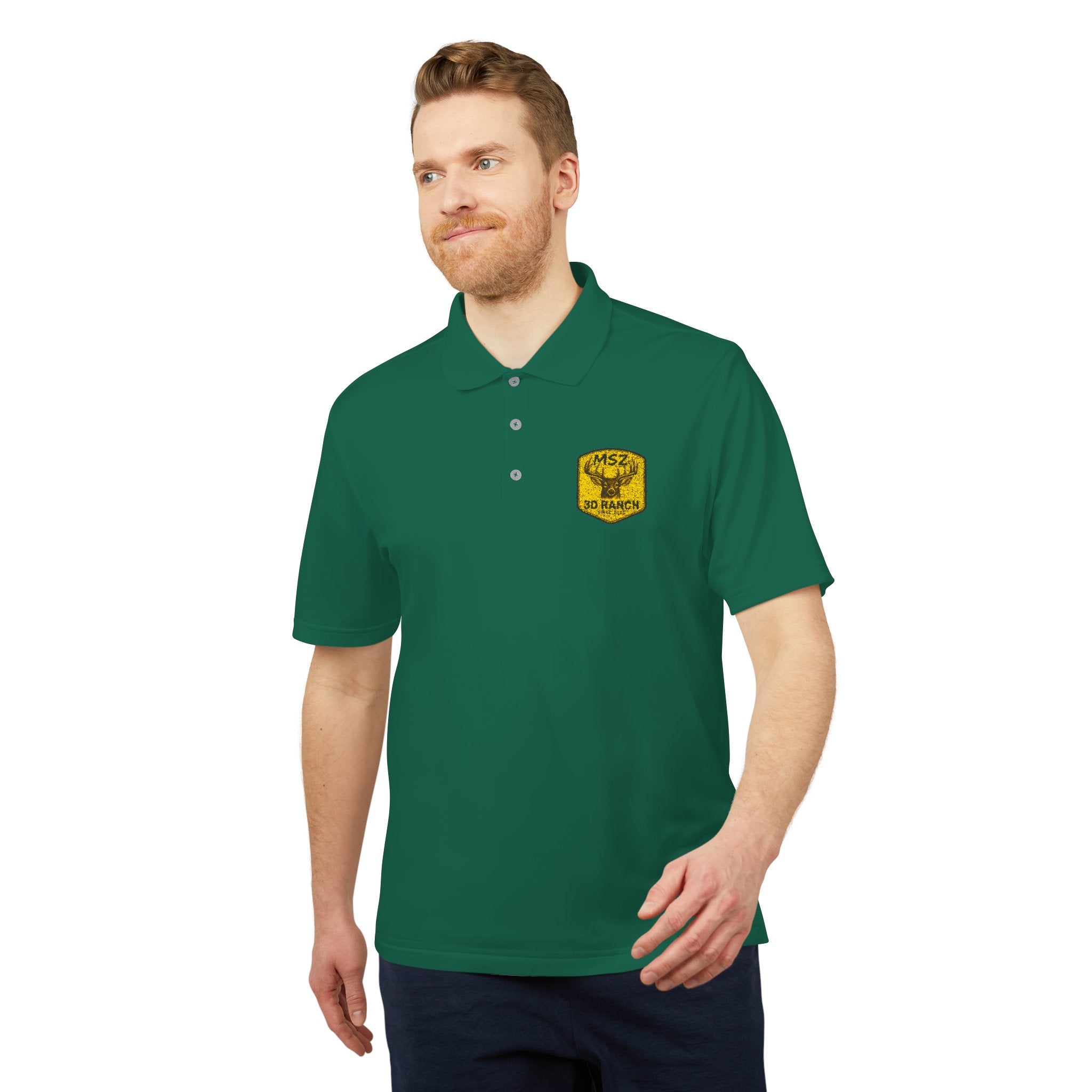 Performance Polo — Gold Shield Patch Polo Shirt