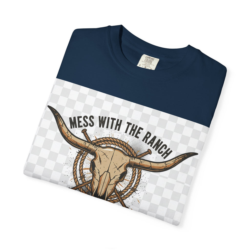 Ranch Skull T-Shirt — "Mess With The Ranch, You Get The Horns" Western Tee