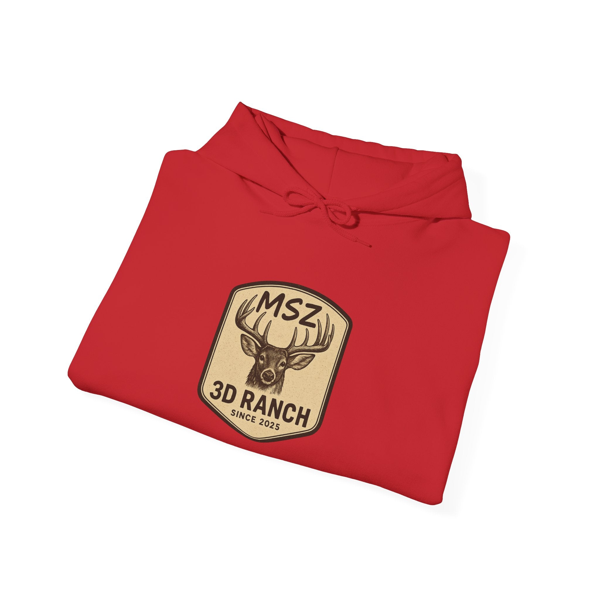 MSZ Ranch Buck Logo Hoodie — Rustic Deer Patch Pullover