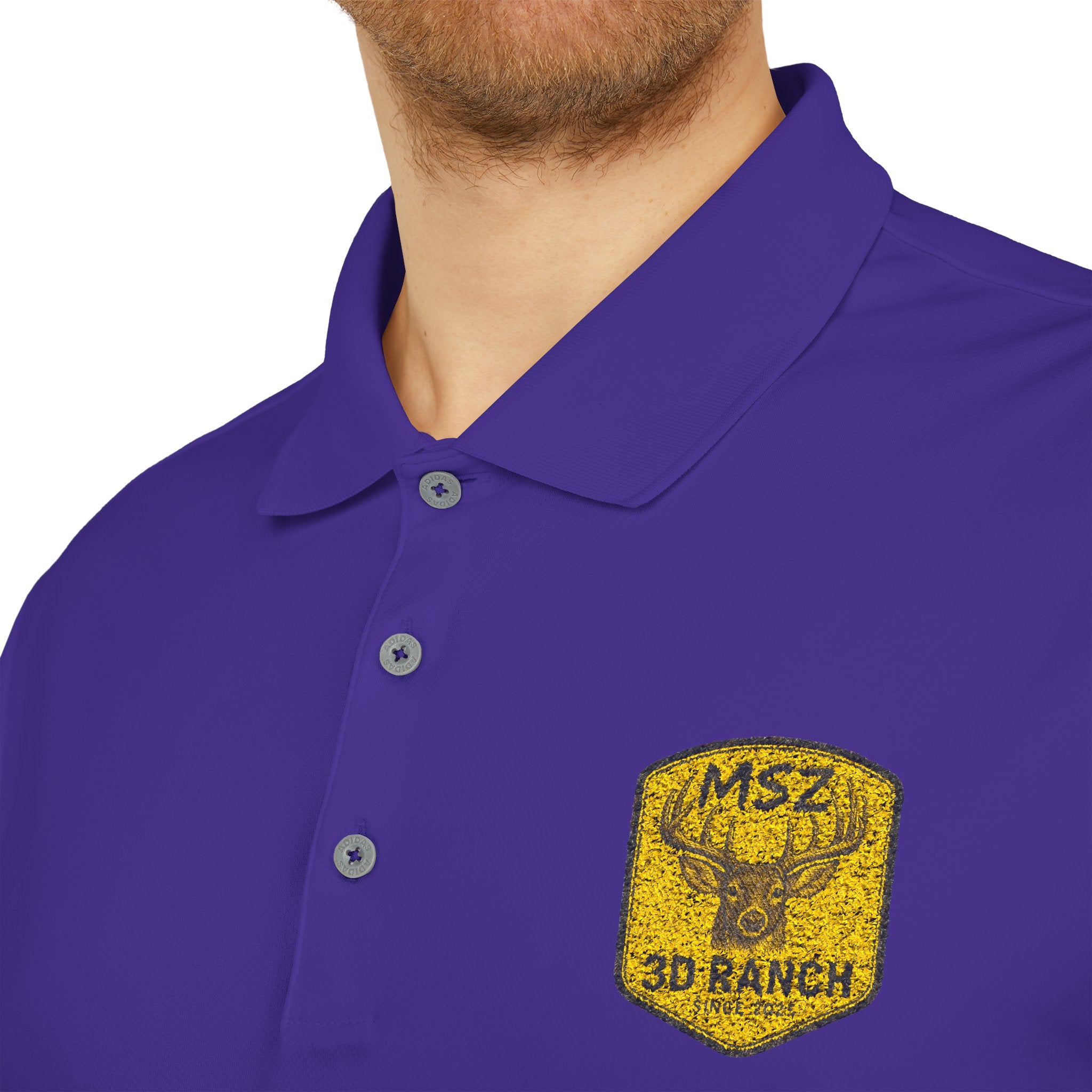 Performance Polo — Gold Shield Patch Polo Shirt