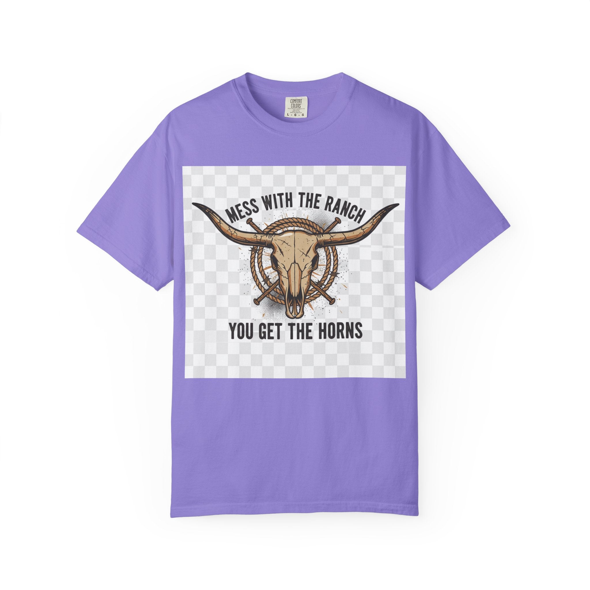Ranch Skull T-Shirt — "Mess With The Ranch, You Get The Horns" Western Tee