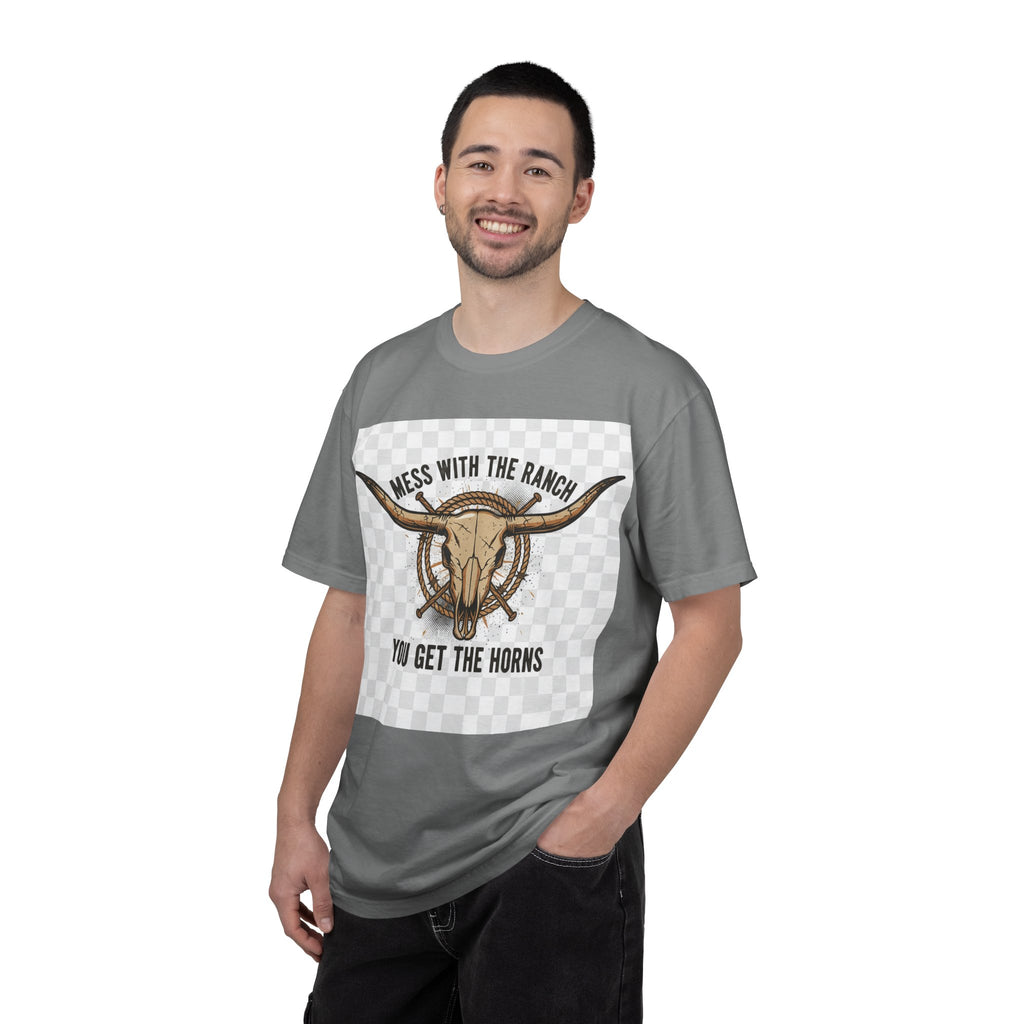 Ranch Skull T-Shirt — "Mess With The Ranch, You Get The Horns" Western Tee