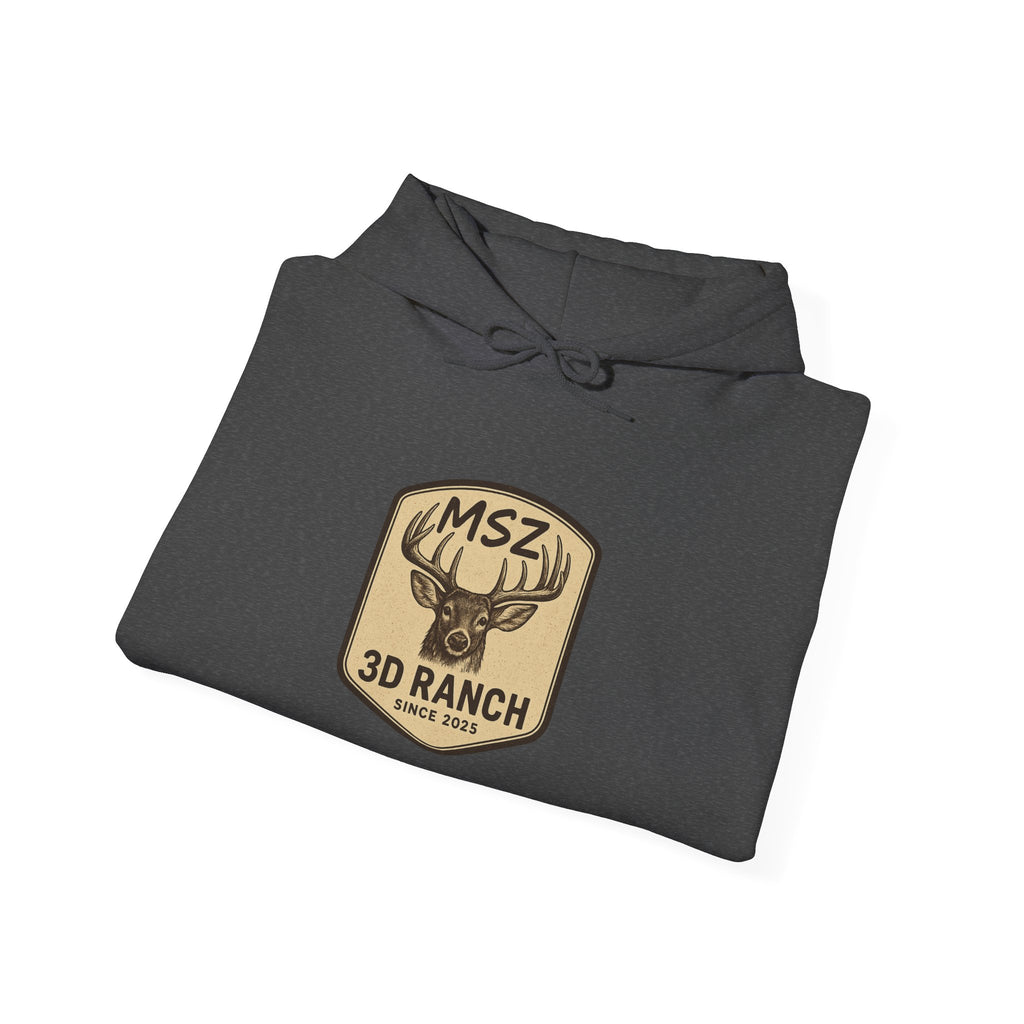 MSZ Ranch Buck Logo Hoodie — Rustic Deer Patch Pullover