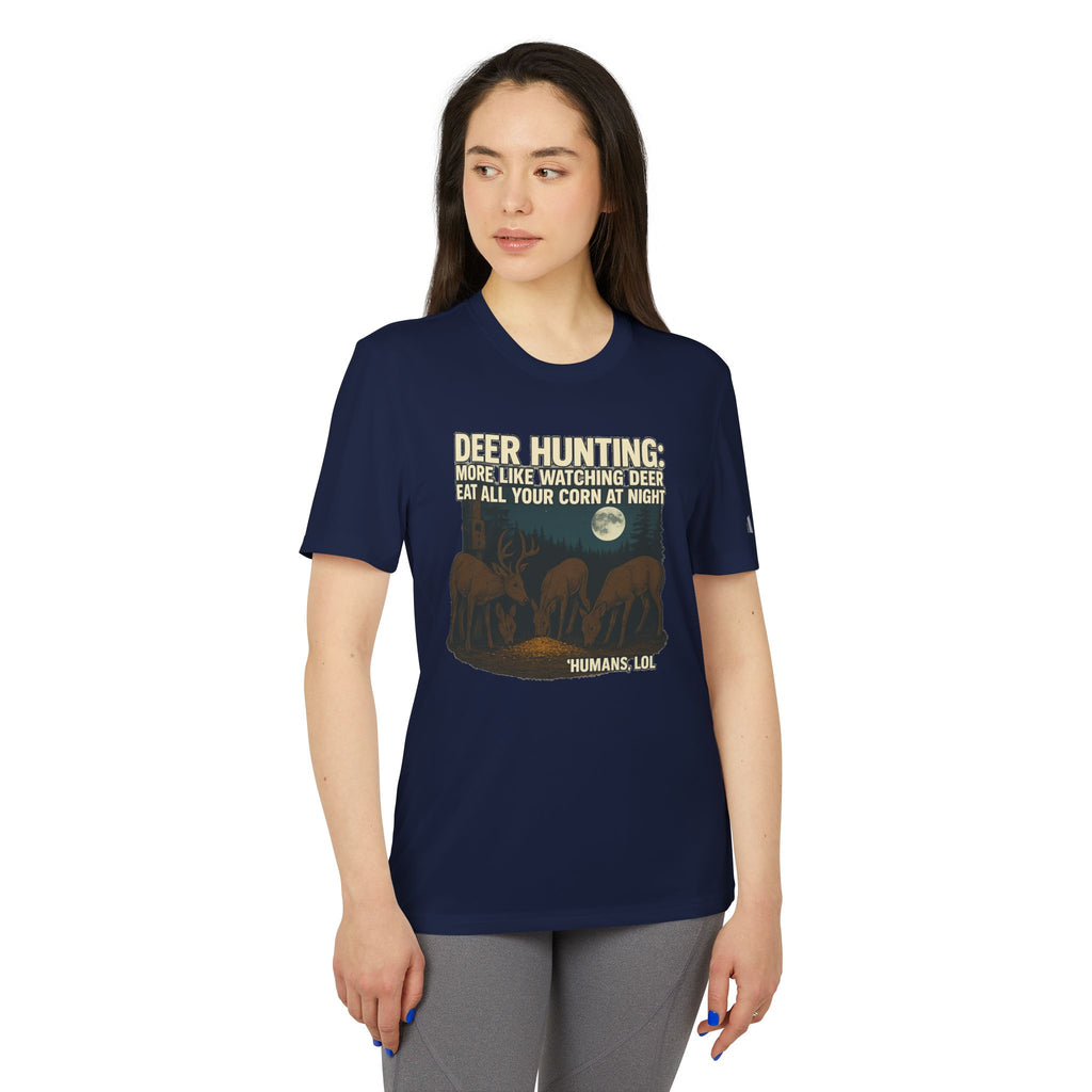 Deer Hunting Graphic T-Shirt — "Deer Hunting: More Like Watching Deer Eat All Your Corn at Night"