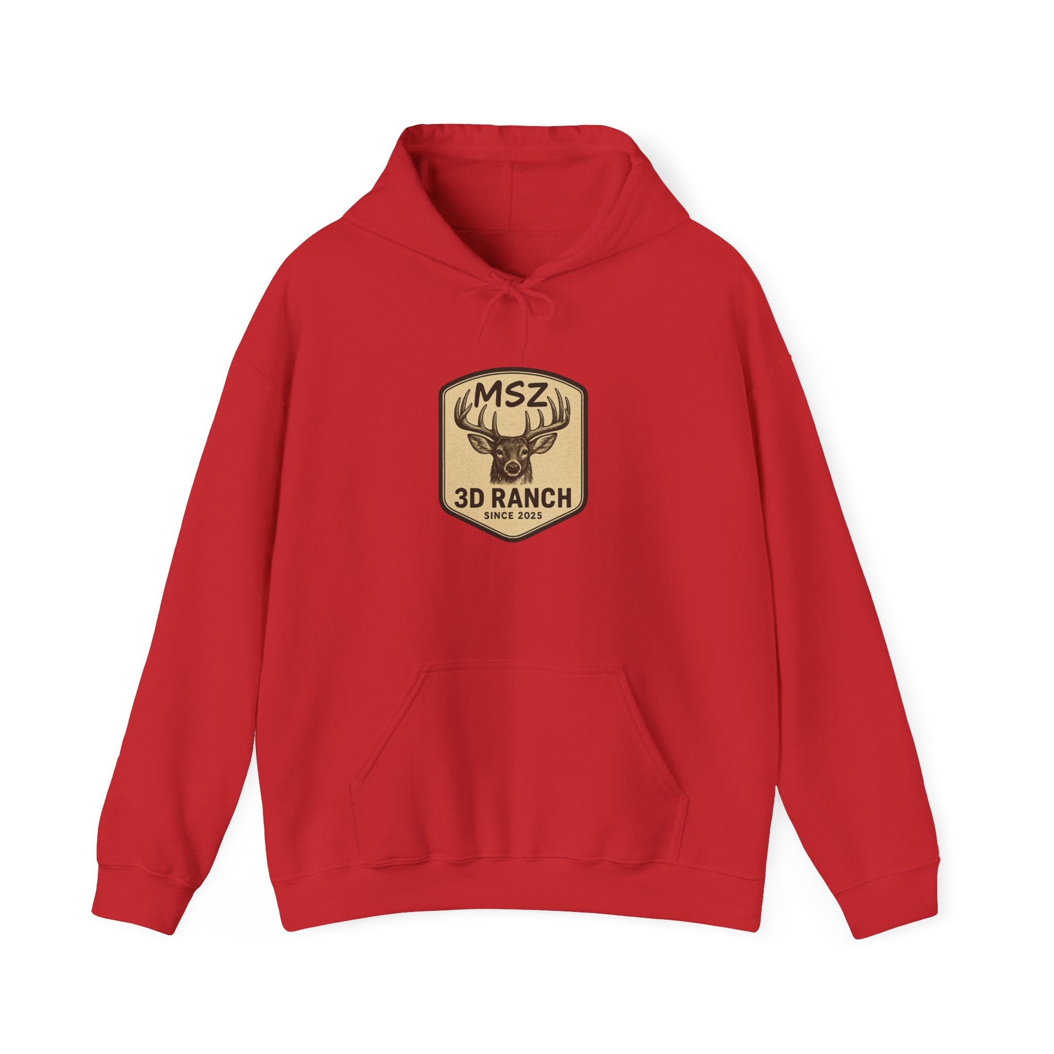 MSZ Ranch Buck Logo Hoodie — Rustic Deer Patch Pullover