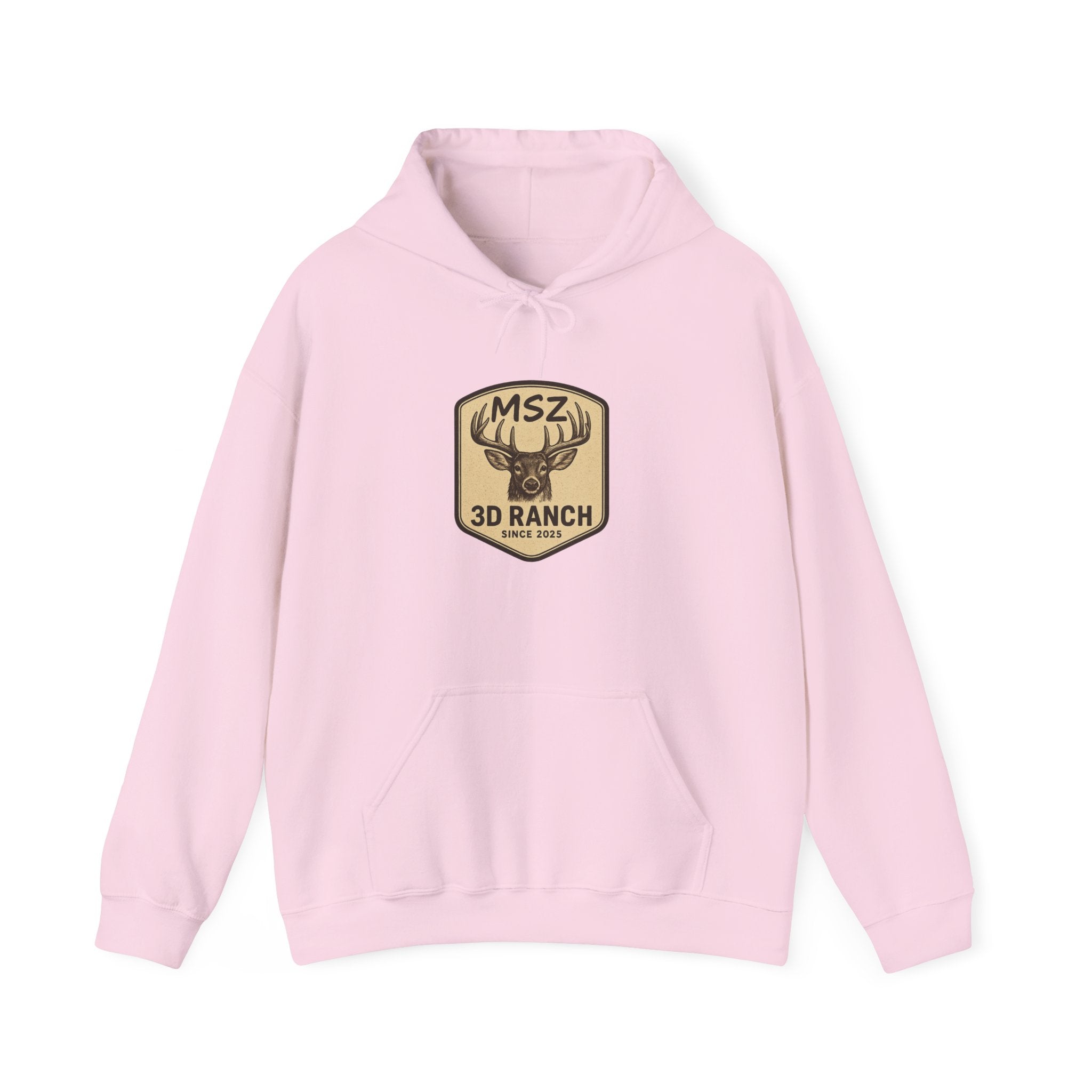 MSZ Ranch Buck Logo Hoodie — Rustic Deer Patch Pullover