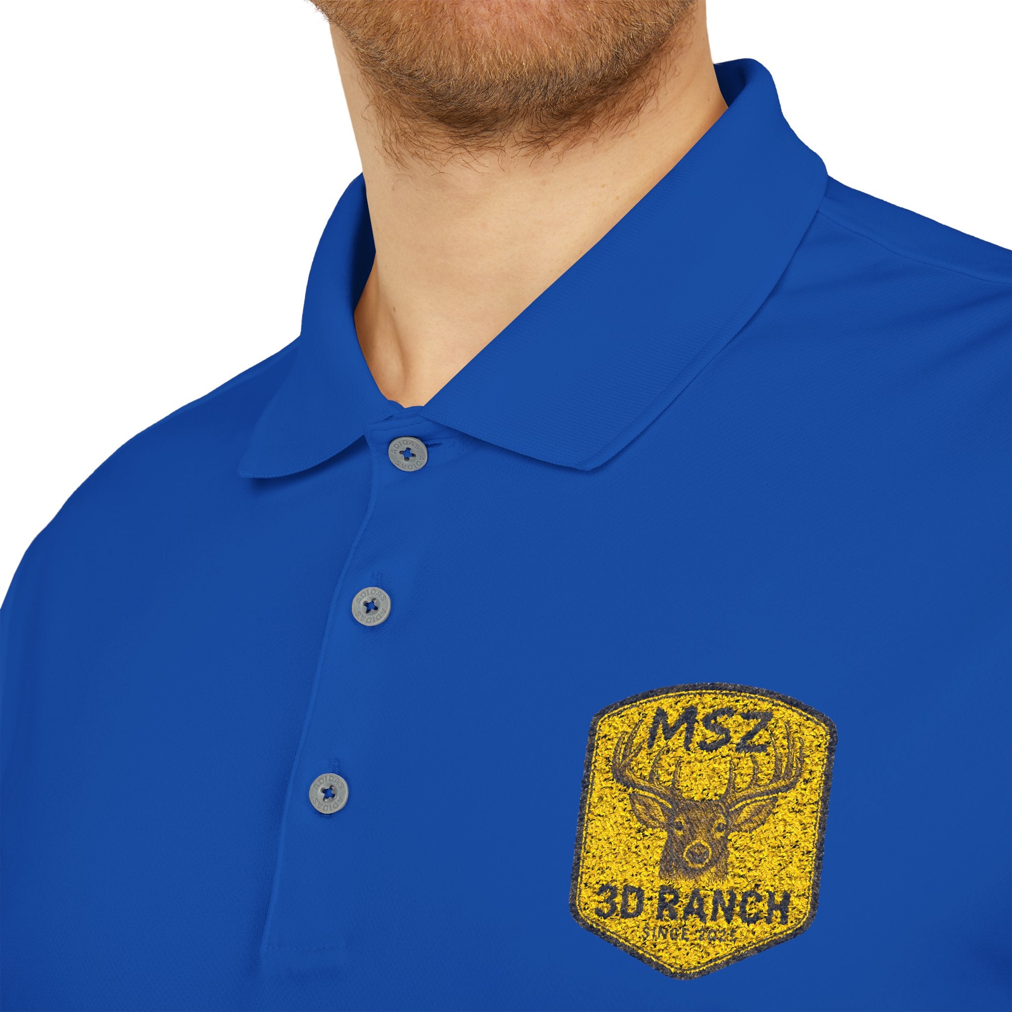 Performance Polo — Gold Shield Patch Polo Shirt