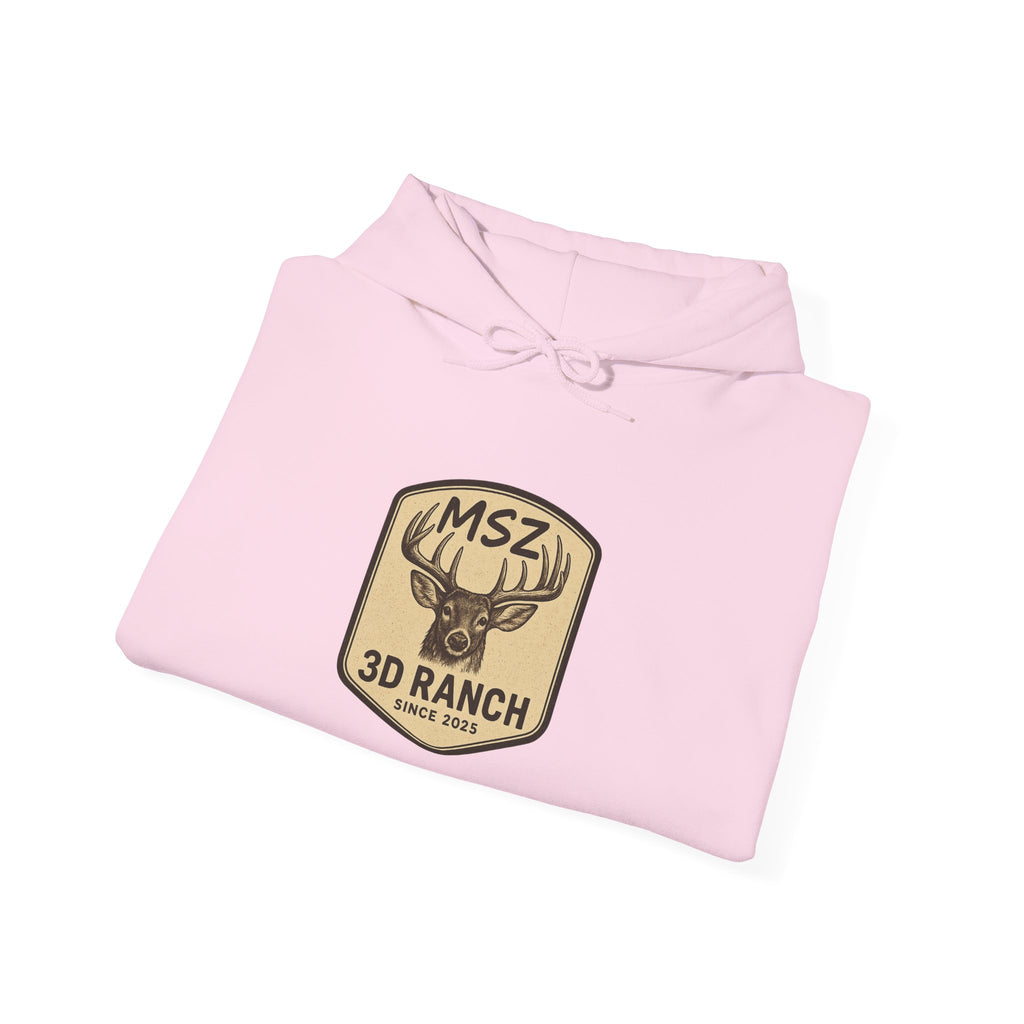 MSZ Ranch Buck Logo Hoodie — Rustic Deer Patch Pullover