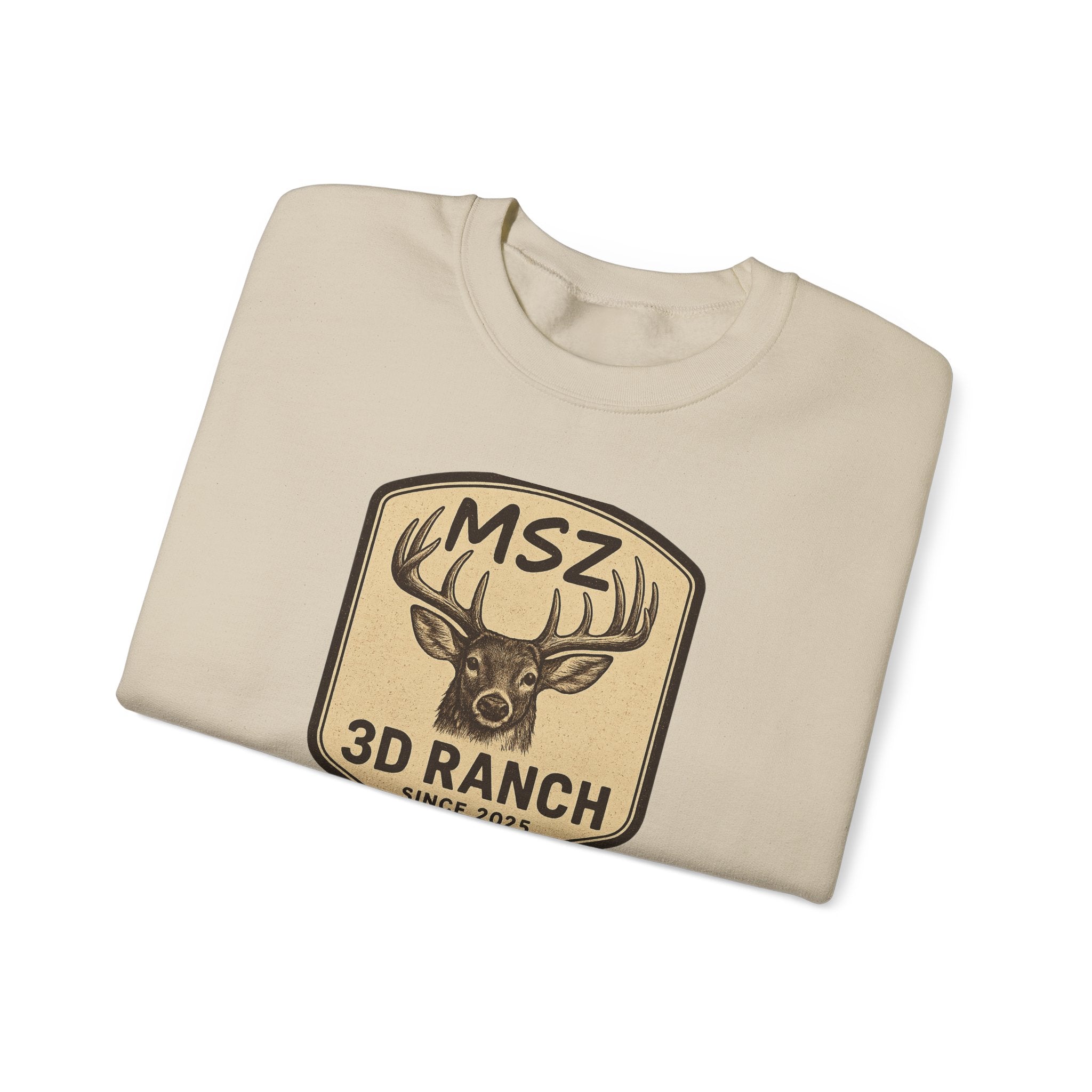 MSZ Ranch Crewneck Sweatshirt — Retro Deer Patch Back