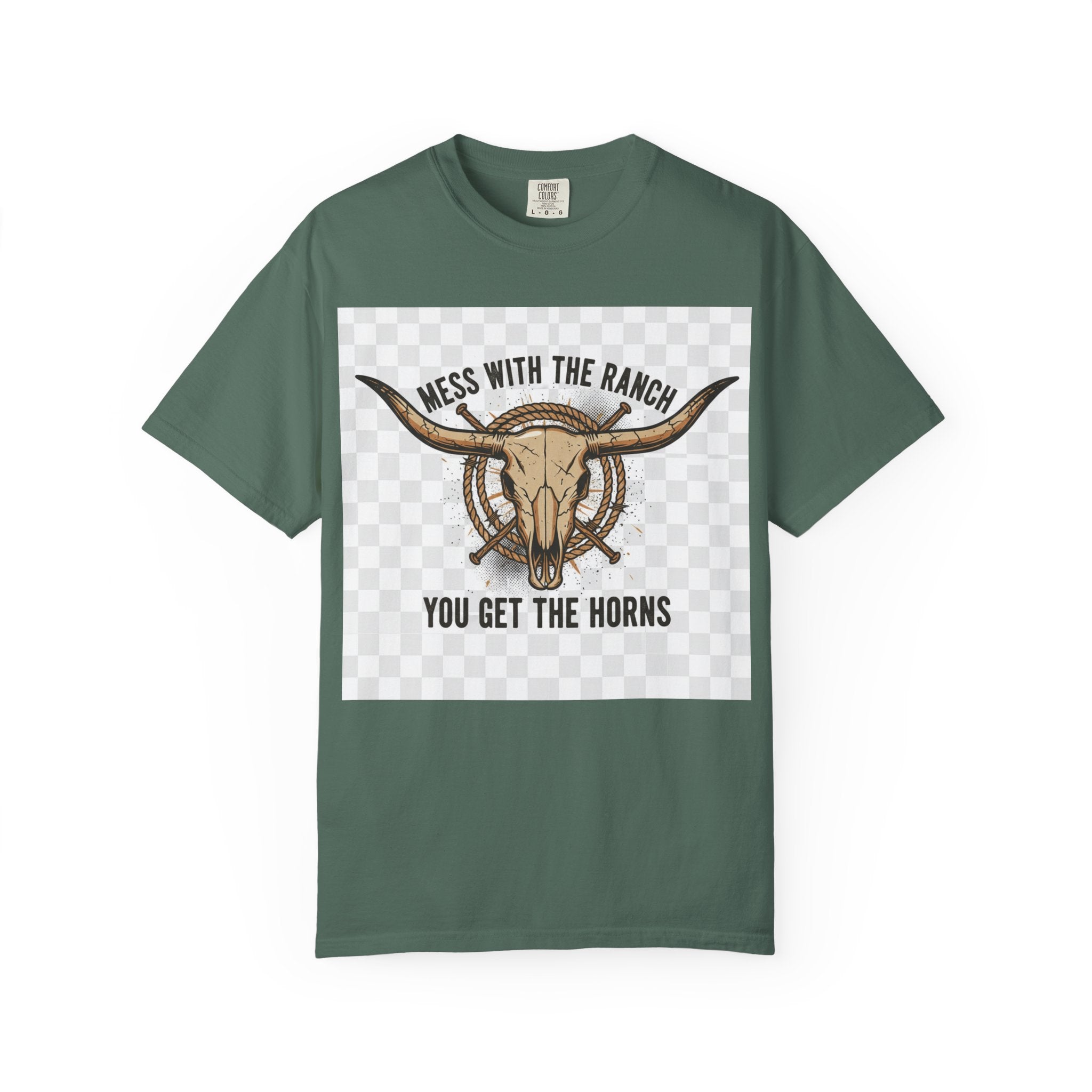 Ranch Skull T-Shirt — "Mess With The Ranch, You Get The Horns" Western Tee