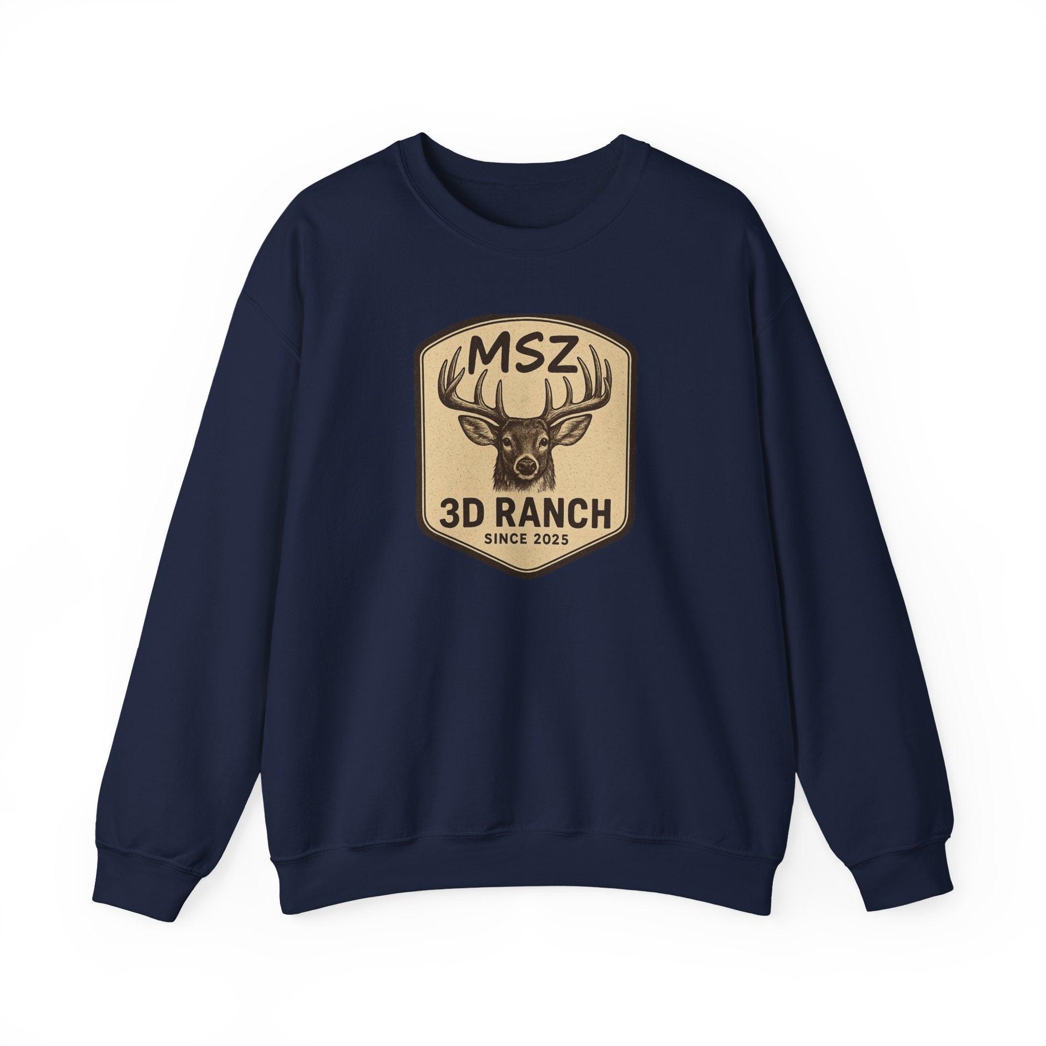 MSZ Ranch Crewneck Sweatshirt — Retro Deer Patch Back