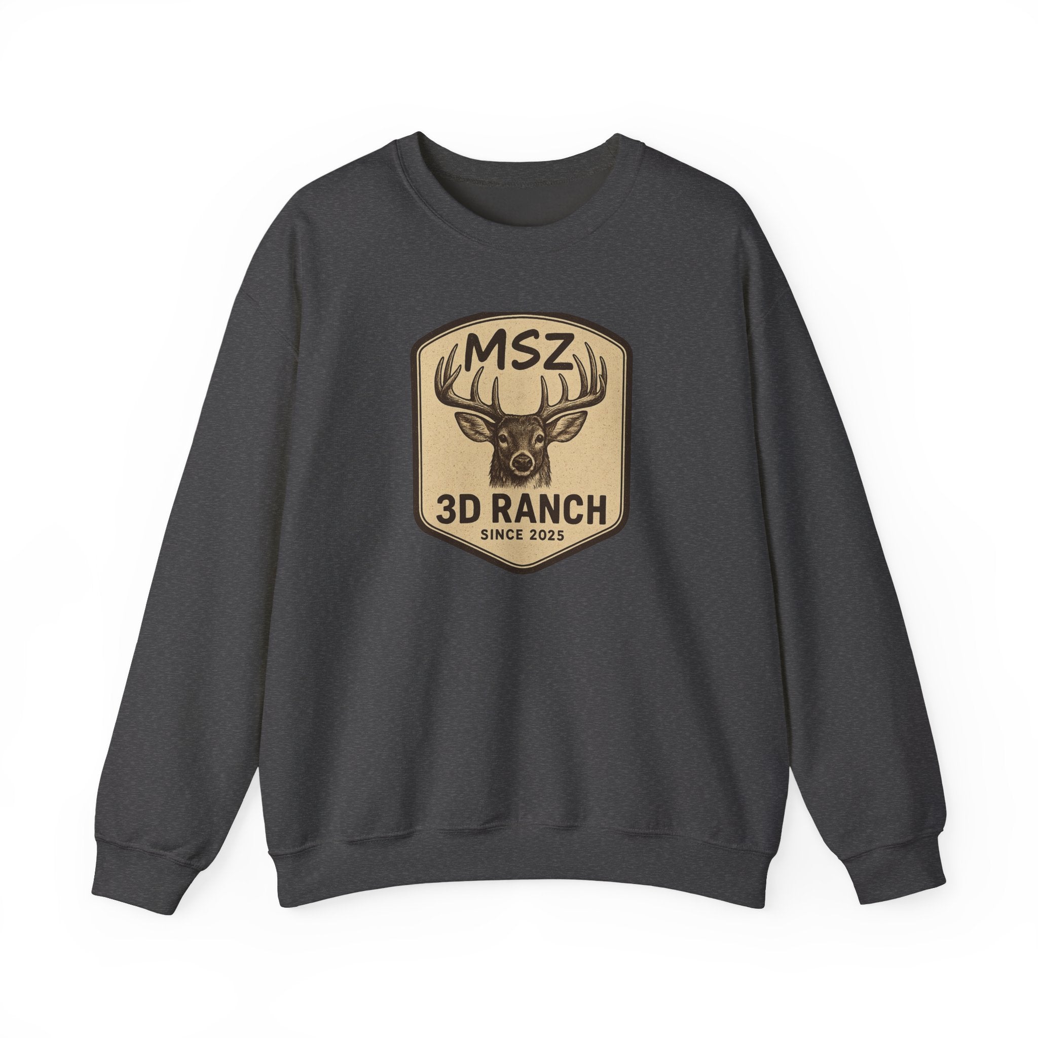 MSZ Ranch Crewneck Sweatshirt — Retro Deer Patch Back