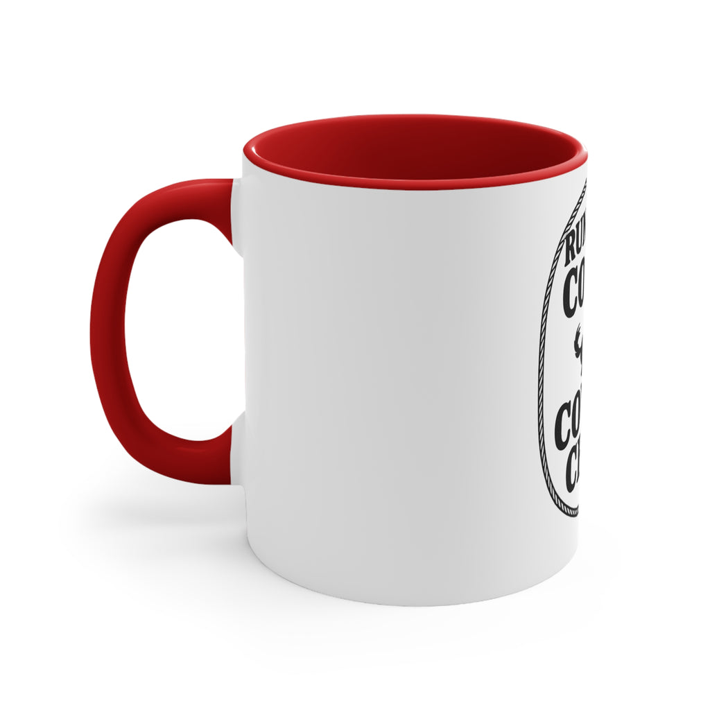 Running on Coffee & Cowboy Chaos Accent Mug — Funny Western Coffee Cup