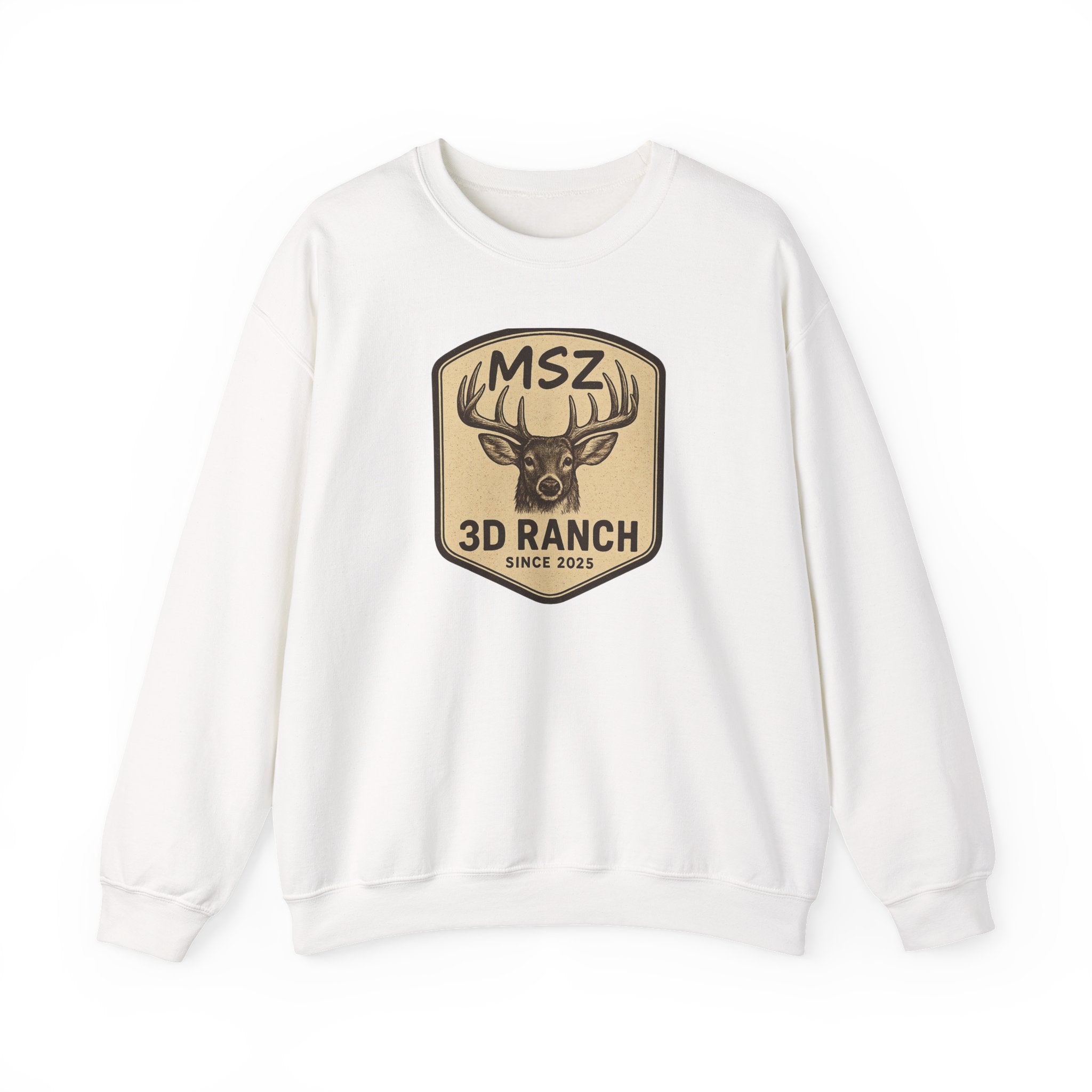 MSZ Ranch Crewneck Sweatshirt — Retro Deer Patch Back