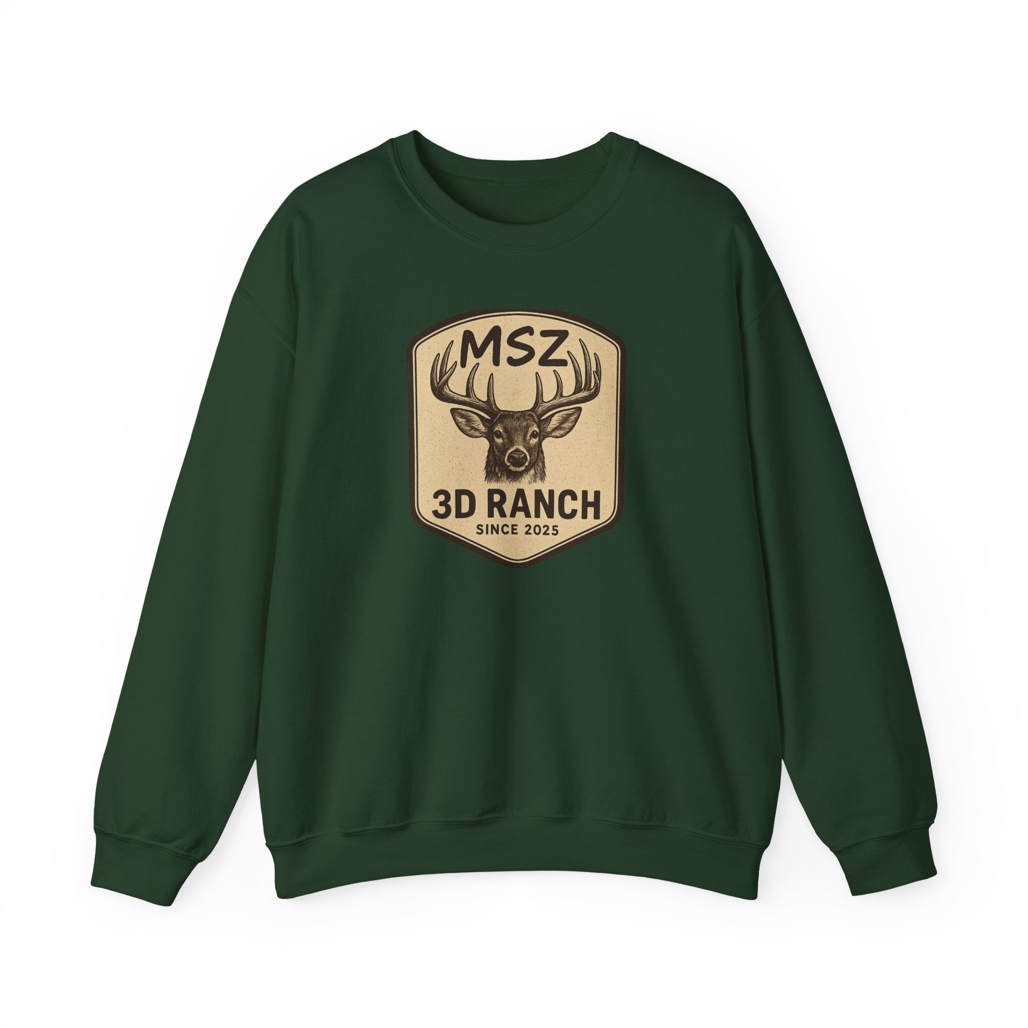 MSZ Ranch Crewneck Sweatshirt — Retro Deer Patch Back