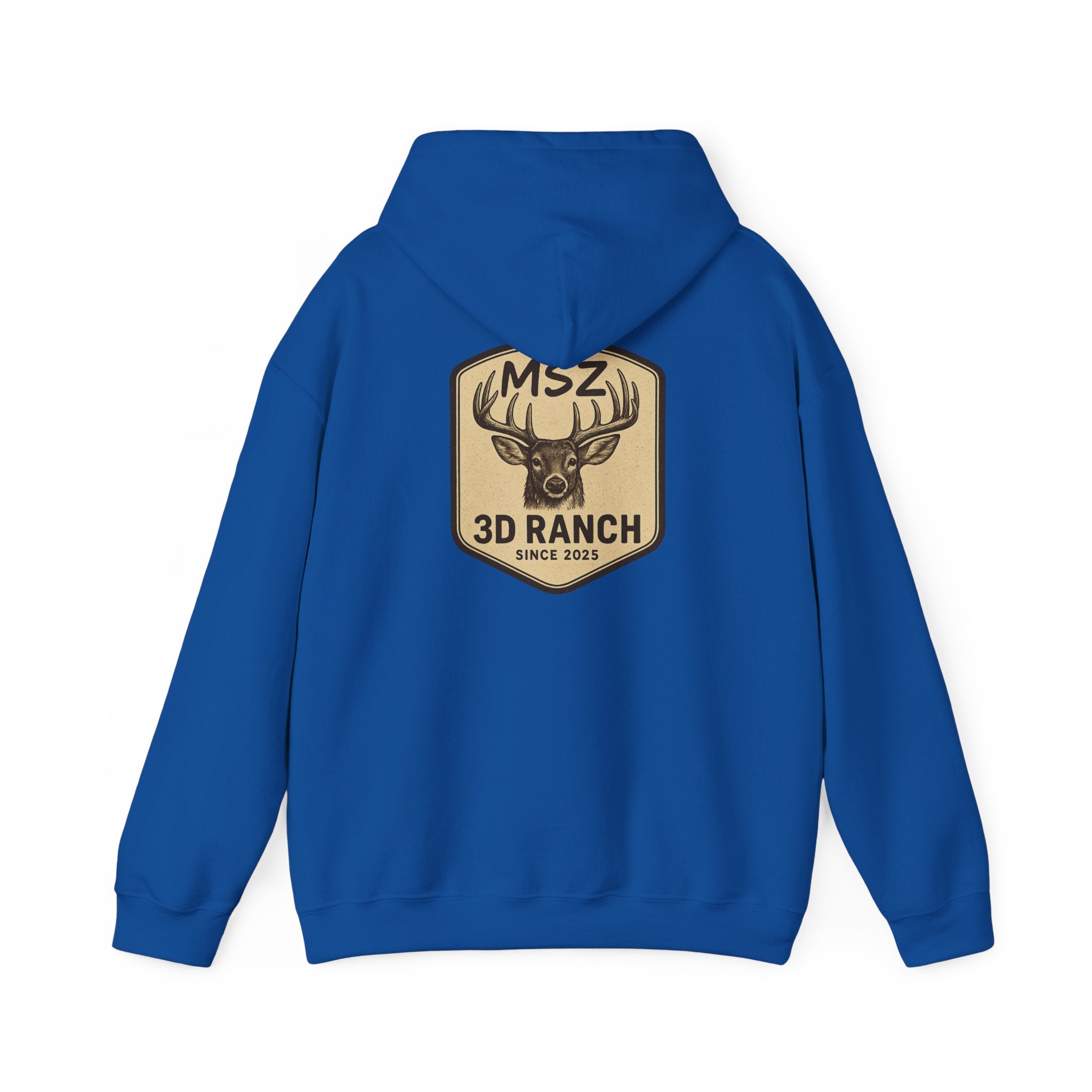 MSZ Ranch Buck Logo Hoodie — Rustic Deer Patch Pullover