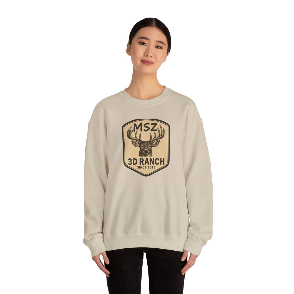 MSZ Ranch Crewneck Sweatshirt — Retro Deer Patch Back