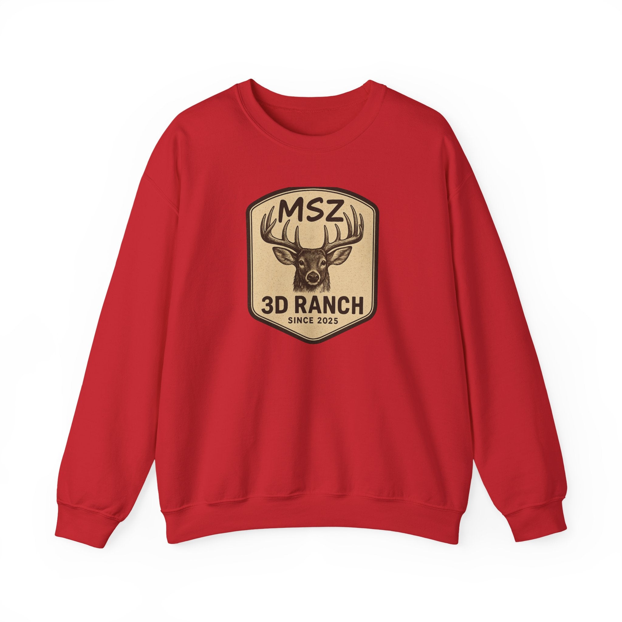 MSZ Ranch Crewneck Sweatshirt — Retro Deer Patch Back