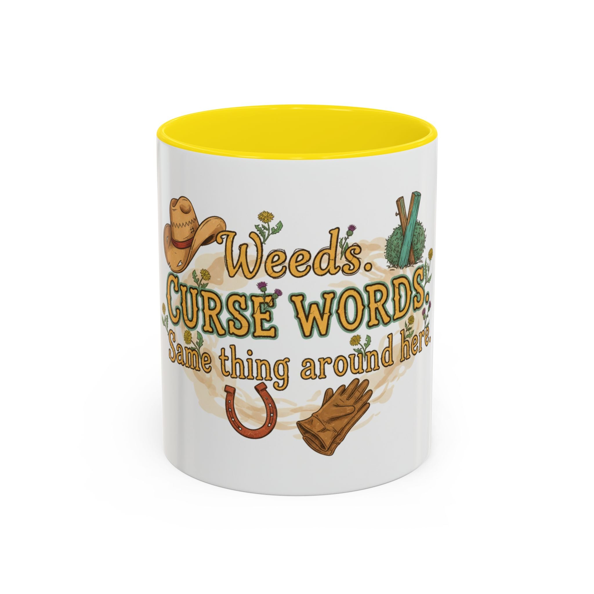 Weeds, Curse Words & Gardening Coffee Mug — Funny Gardener Accent Mug (11/15oz)