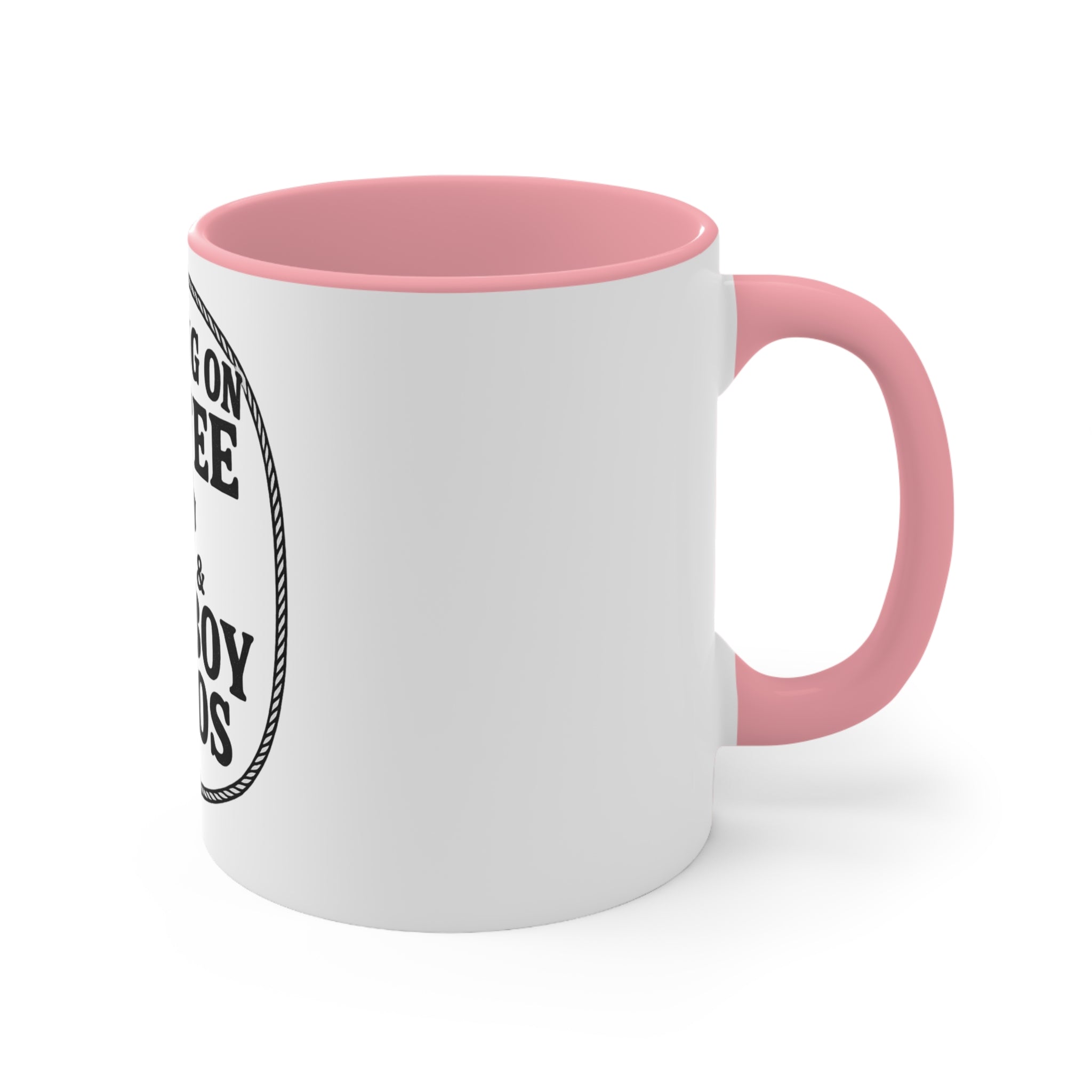 Running on Coffee & Cowboy Chaos Accent Mug — Funny Western Coffee Cup