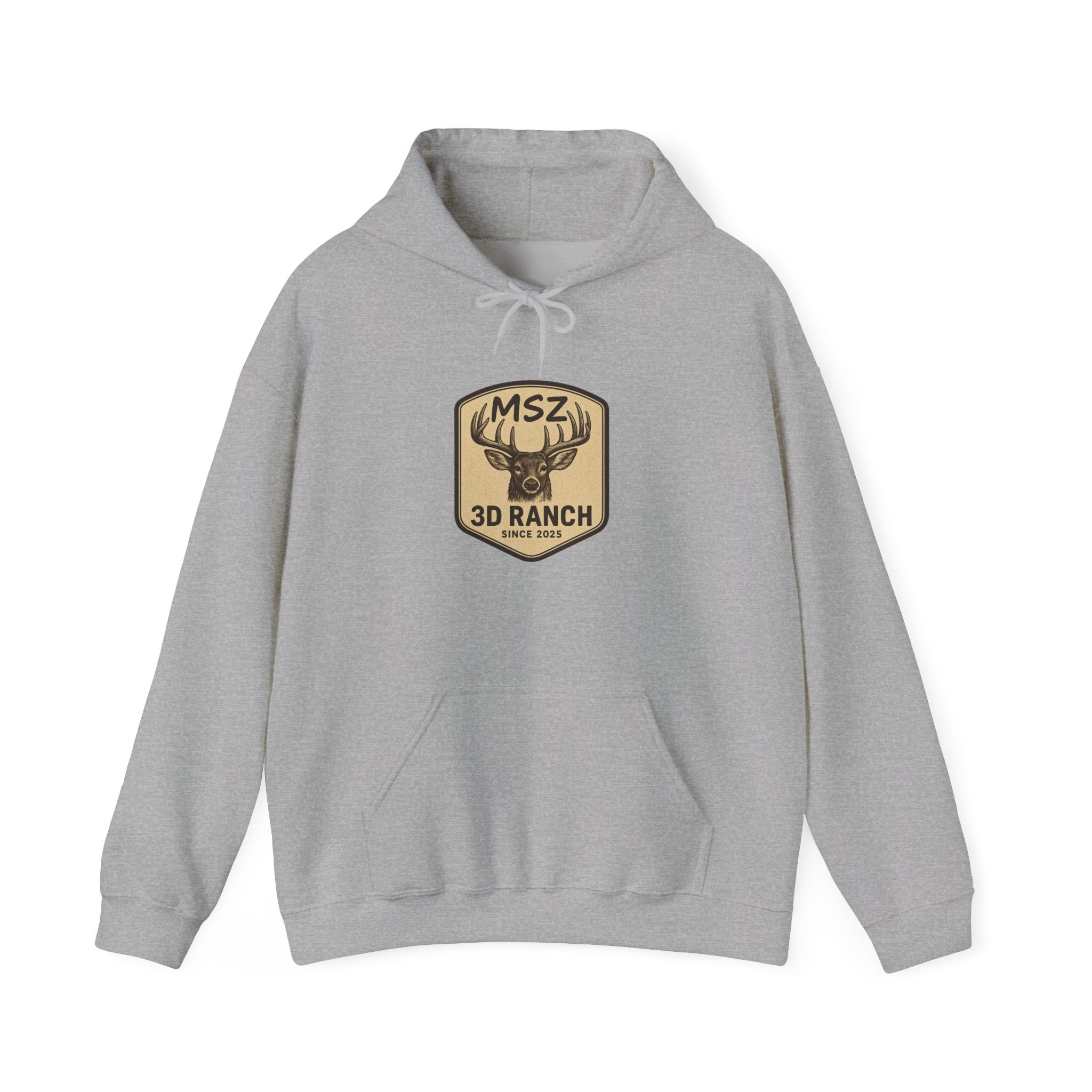 MSZ Ranch Buck Logo Hoodie — Rustic Deer Patch Pullover