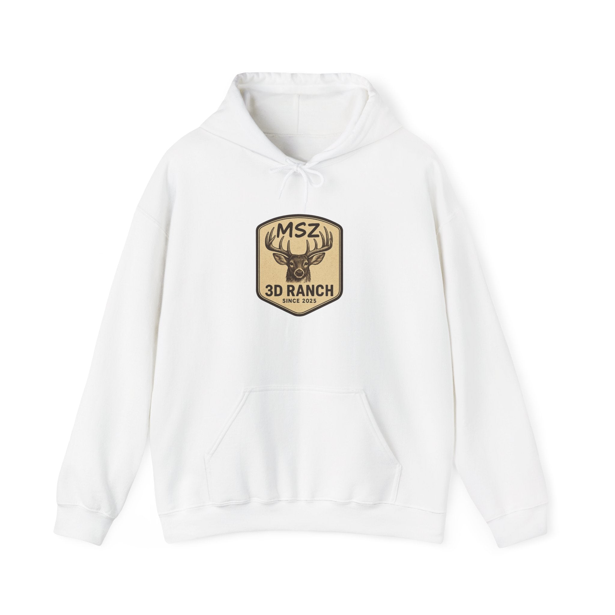 MSZ Ranch Buck Logo Hoodie — Rustic Deer Patch Pullover