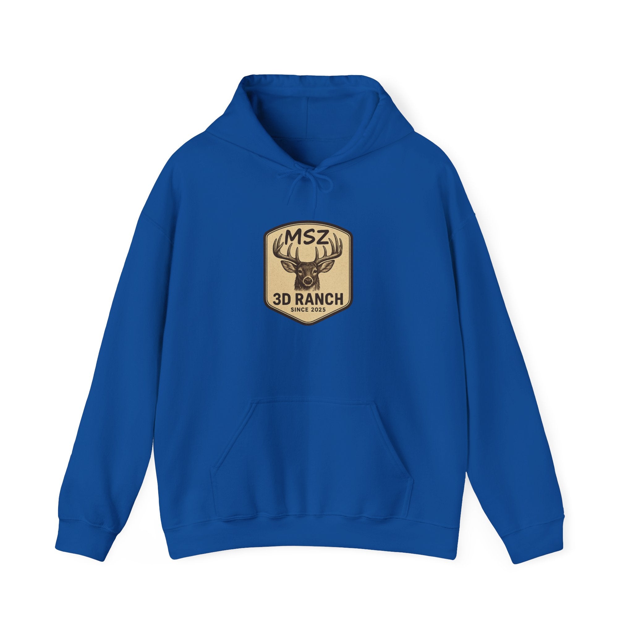 MSZ Ranch Buck Logo Hoodie — Rustic Deer Patch Pullover