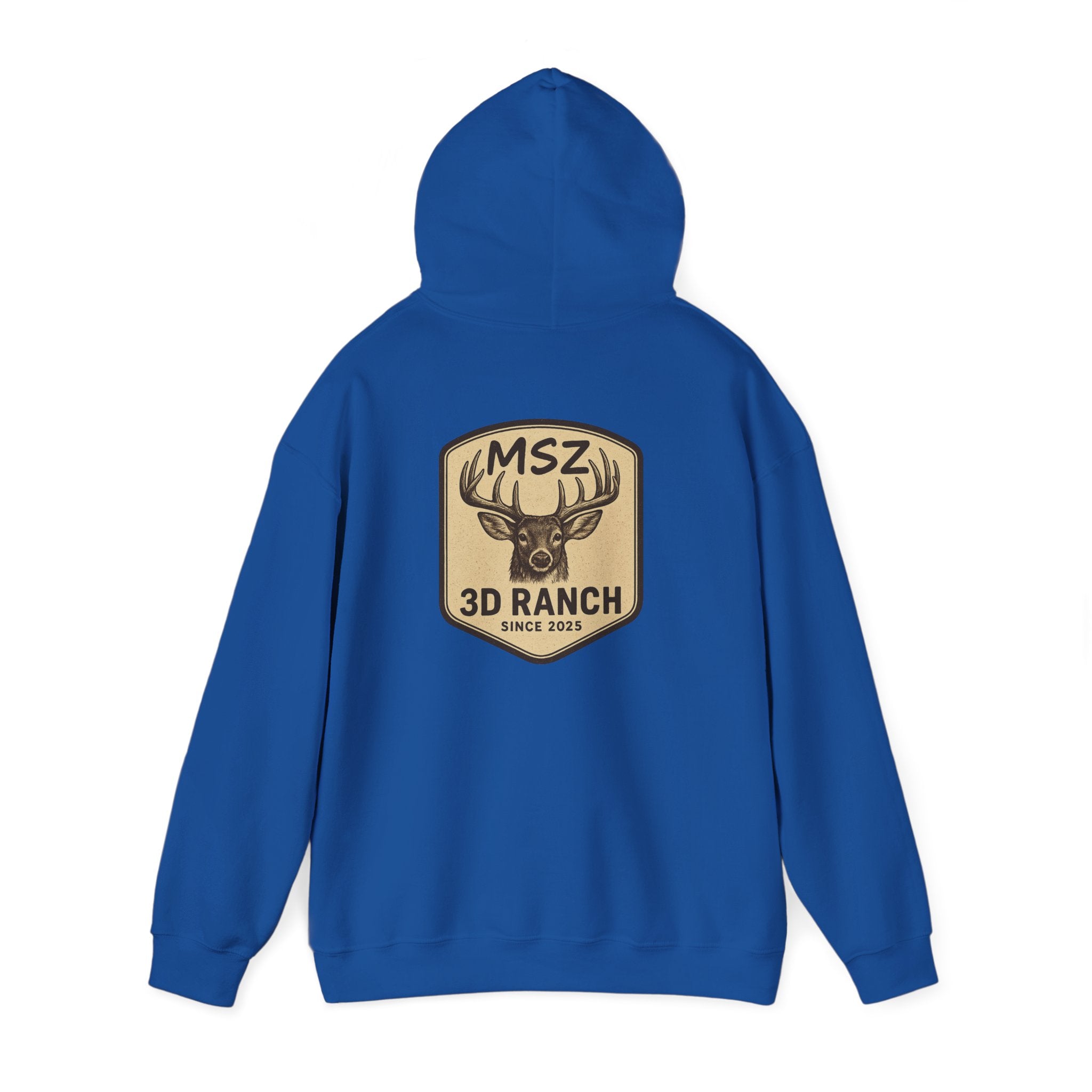 MSZ Ranch Buck Logo Hoodie — Rustic Deer Patch Pullover