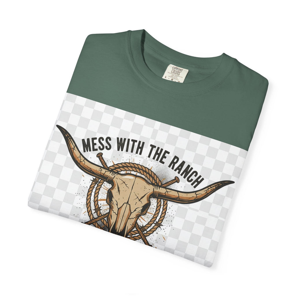 Ranch Skull T-Shirt — "Mess With The Ranch, You Get The Horns" Western Tee