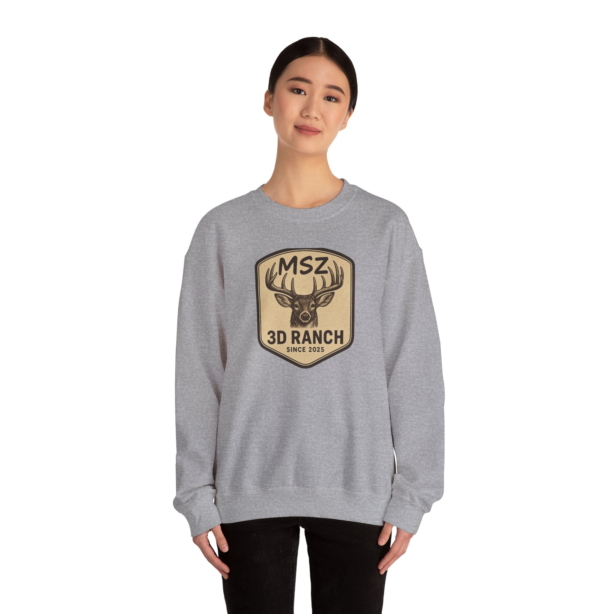 MSZ Ranch Crewneck Sweatshirt — Retro Deer Patch Back