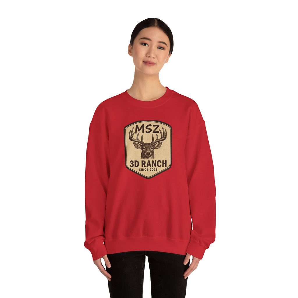 MSZ Ranch Crewneck Sweatshirt — Retro Deer Patch Back